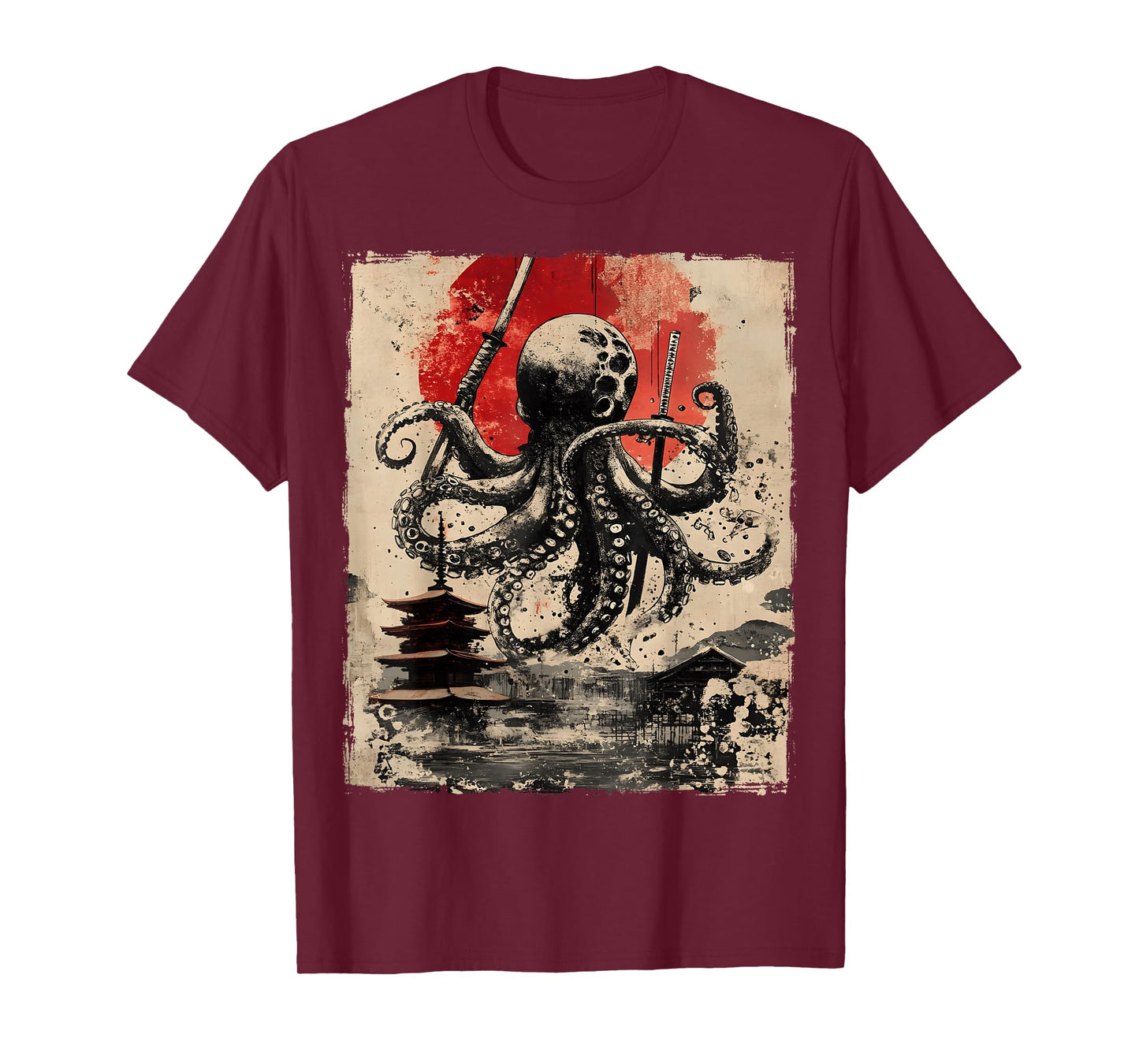 Samurai Octopus Japanese Funny Vintage Ukiyo-e Art T-Shirt
