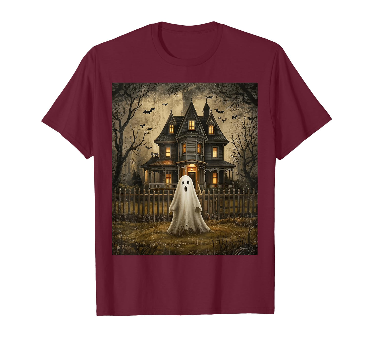 Vintage Ghost Boo Haunted House Halloween T-Shirt