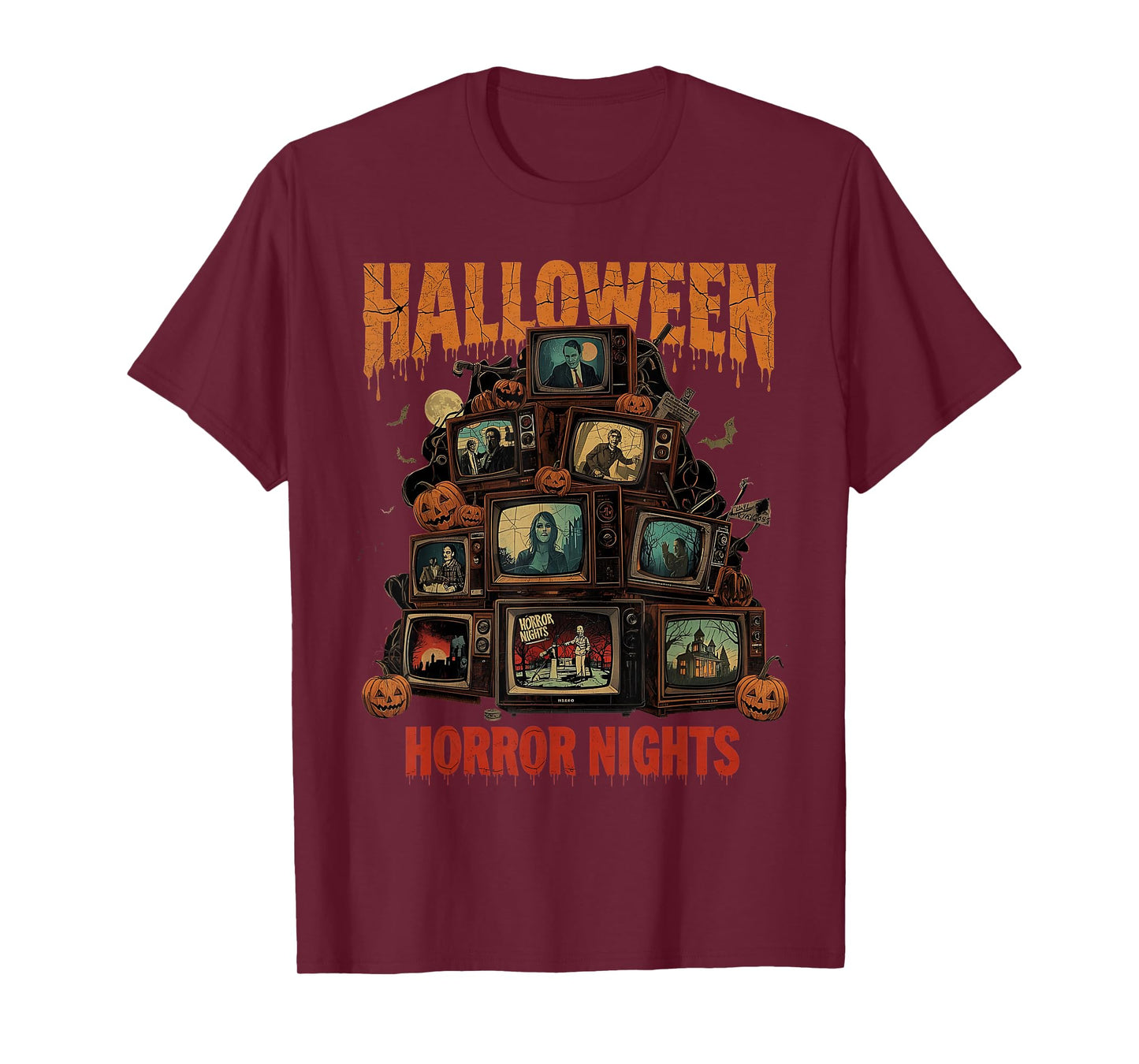 Halloween Horror Nights Retro Spooky TV Design T-Shirt