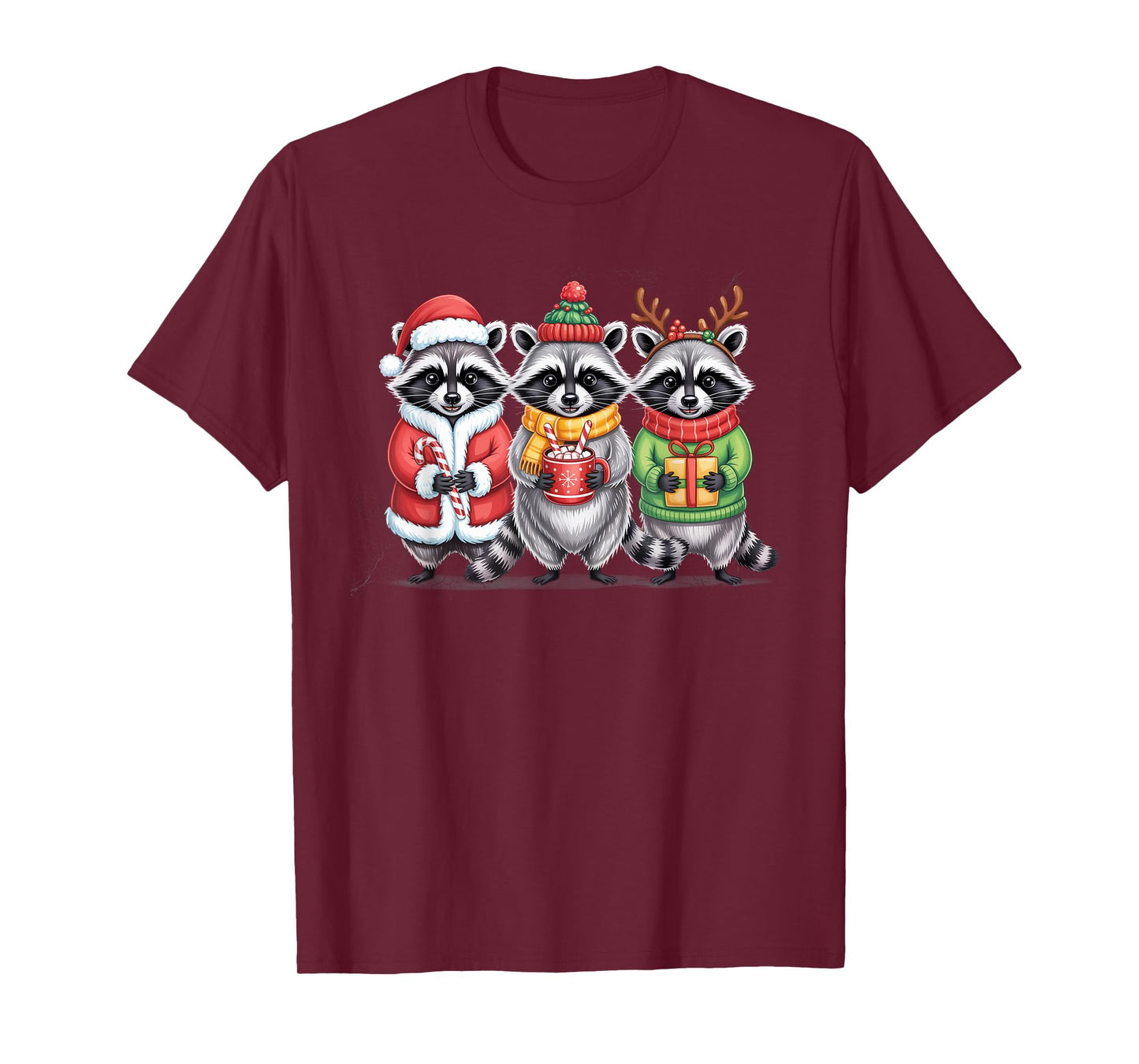 Cute Raccoon Christmas Funny Holiday Santa Claus Animal Gift T-Shirt