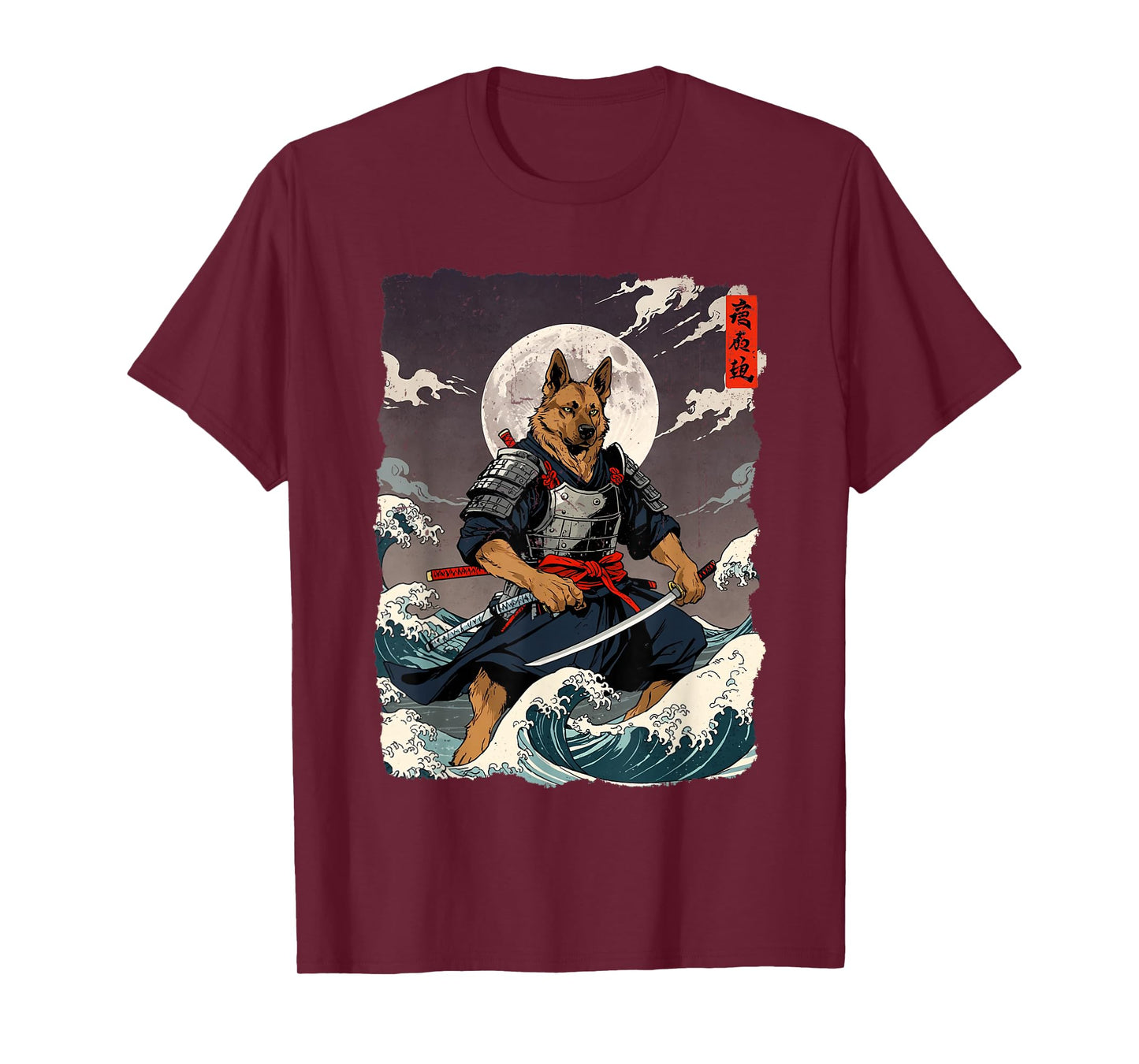 German Shepherd Samurai Japanese Retro Ukiyo-e Warrior Dog T-Shirt