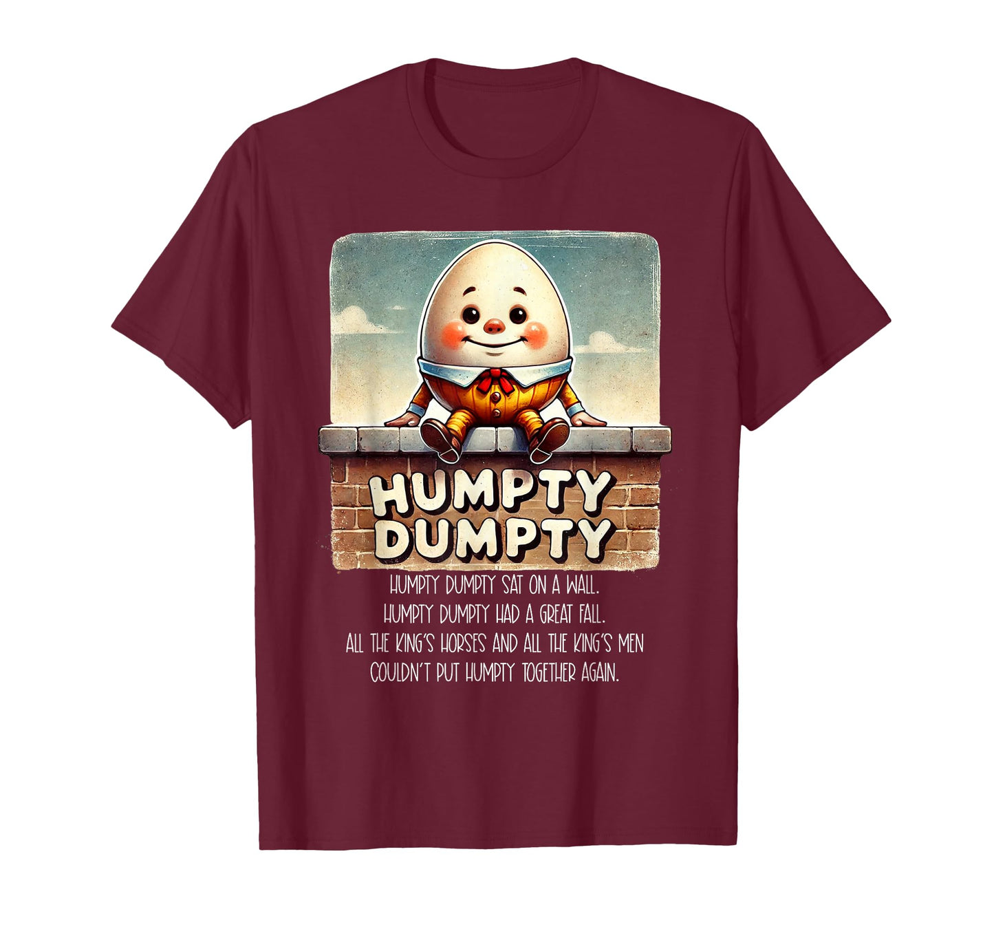 Humpty Dumpty Kids Nursery Rhyme Retro Humpty Dumpty Poem T-Shirt