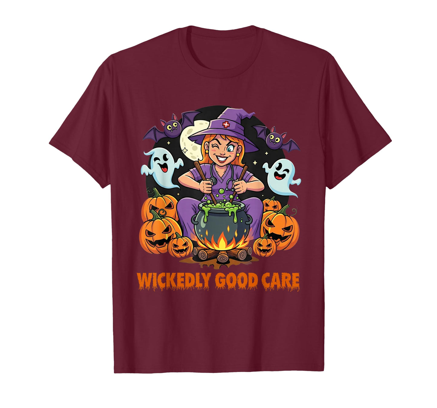 Halloween Nurse Tee– Wickedly Good Care Funny Witch Nurses T-Shirt