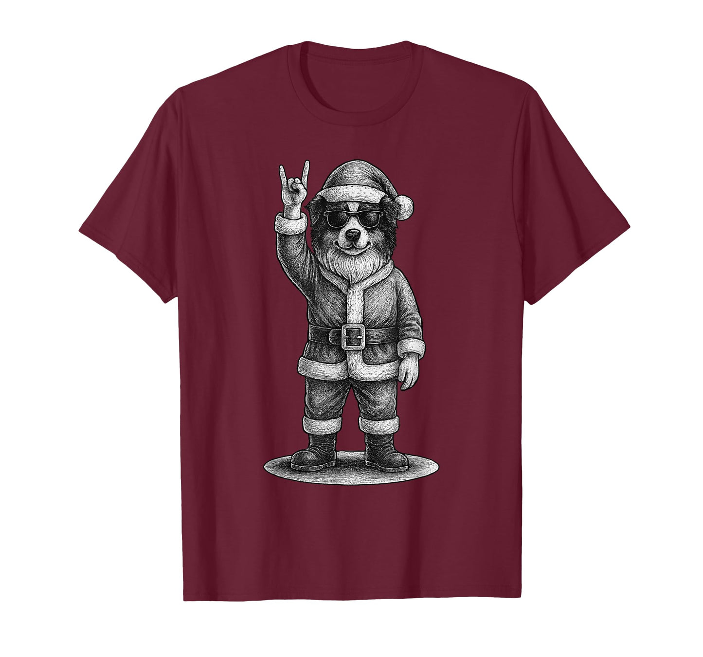 Australian Shepherd Rock Music Christmas Dog Lover T-Shirt
