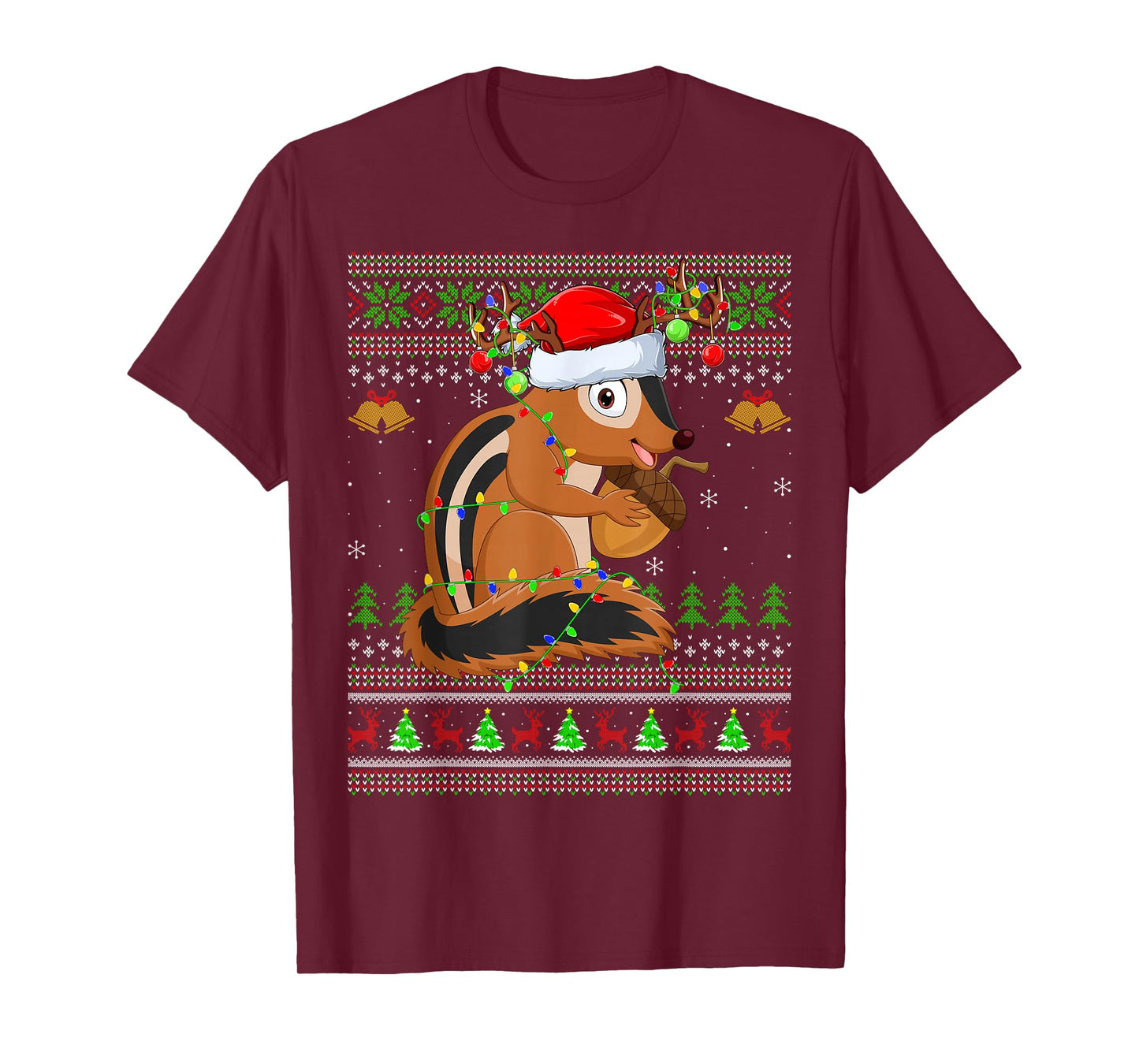 Chipmunk Ugly Christmas Sweaters Holiday Santa Cute Xmas T-Shirt