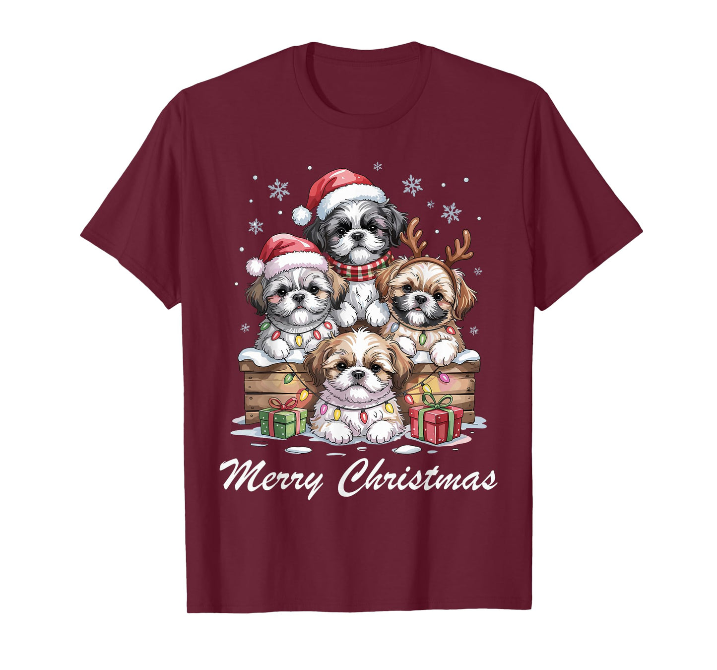 Shih Tzu Merry Christmas Funny Dog Lovers Holiday Pajama T-Shirt