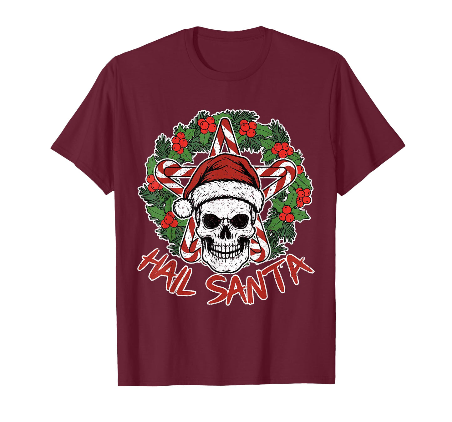 Hail Santa Heavy Pagan Solstice Gothic Christmas Skeleton T-Shirt