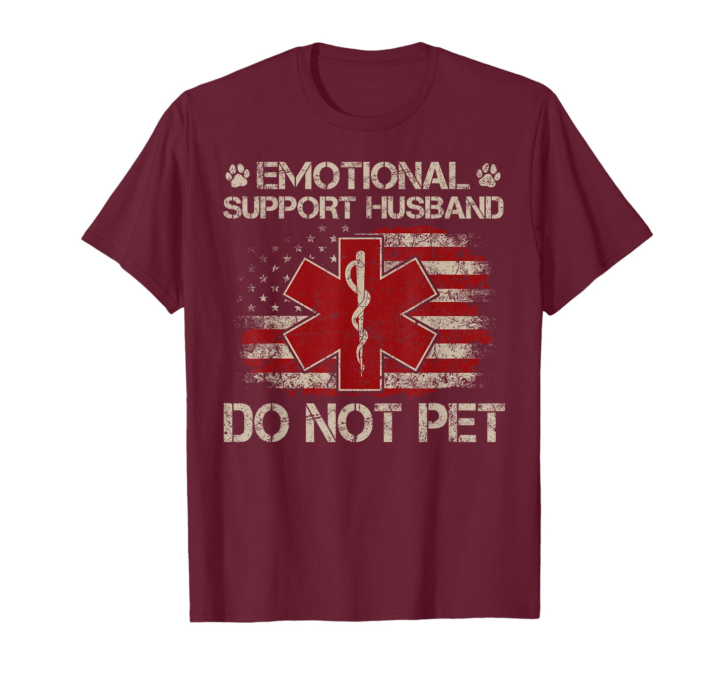 Emotional Support Husband Do Not Pet - Vintage American Flag T-Shirt