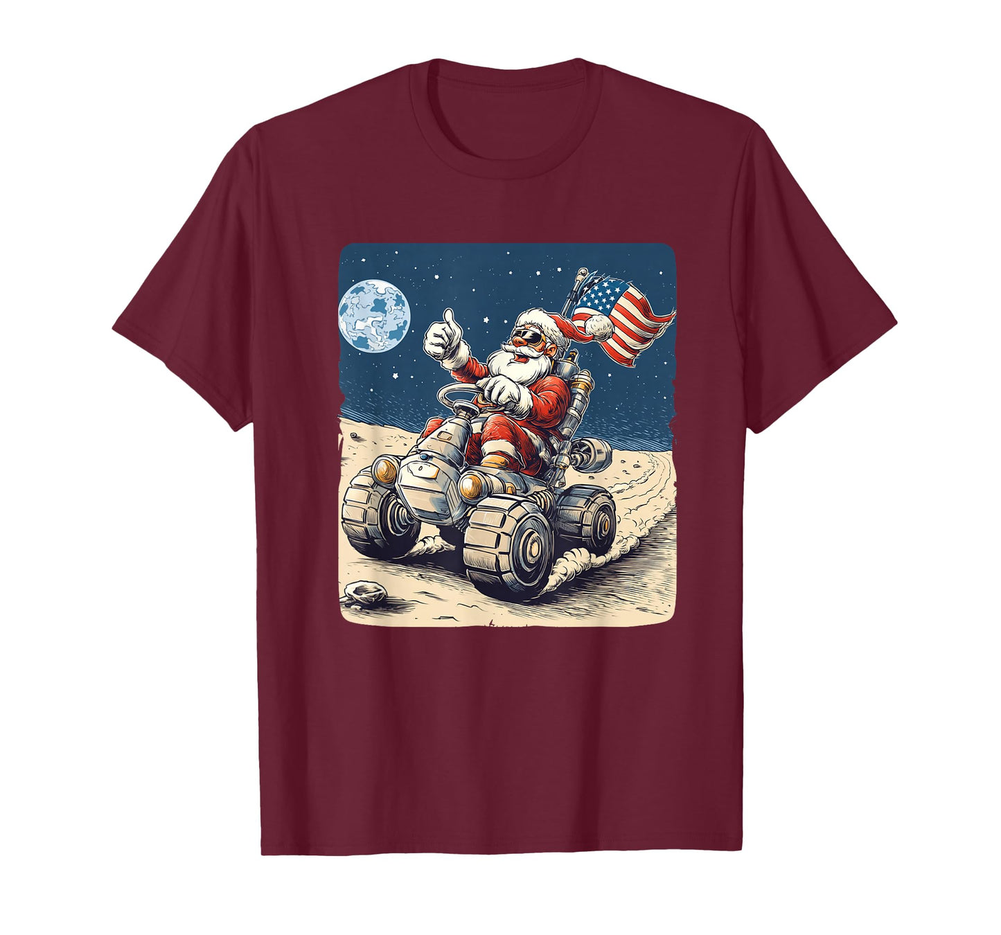 Cool Space Santa Claus Costume for Moon Christmas T-Shirt