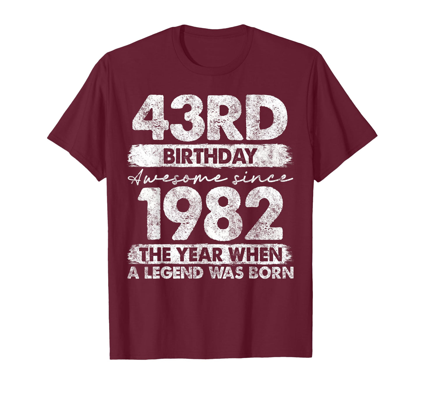 Vintage Legend Birthday Shirts For Men Women 2025 43 Year Old Gifts Vintage 1982 Limited Edition 43rd Birthday T-Shirt Black Unisex-Adults T-Shirt