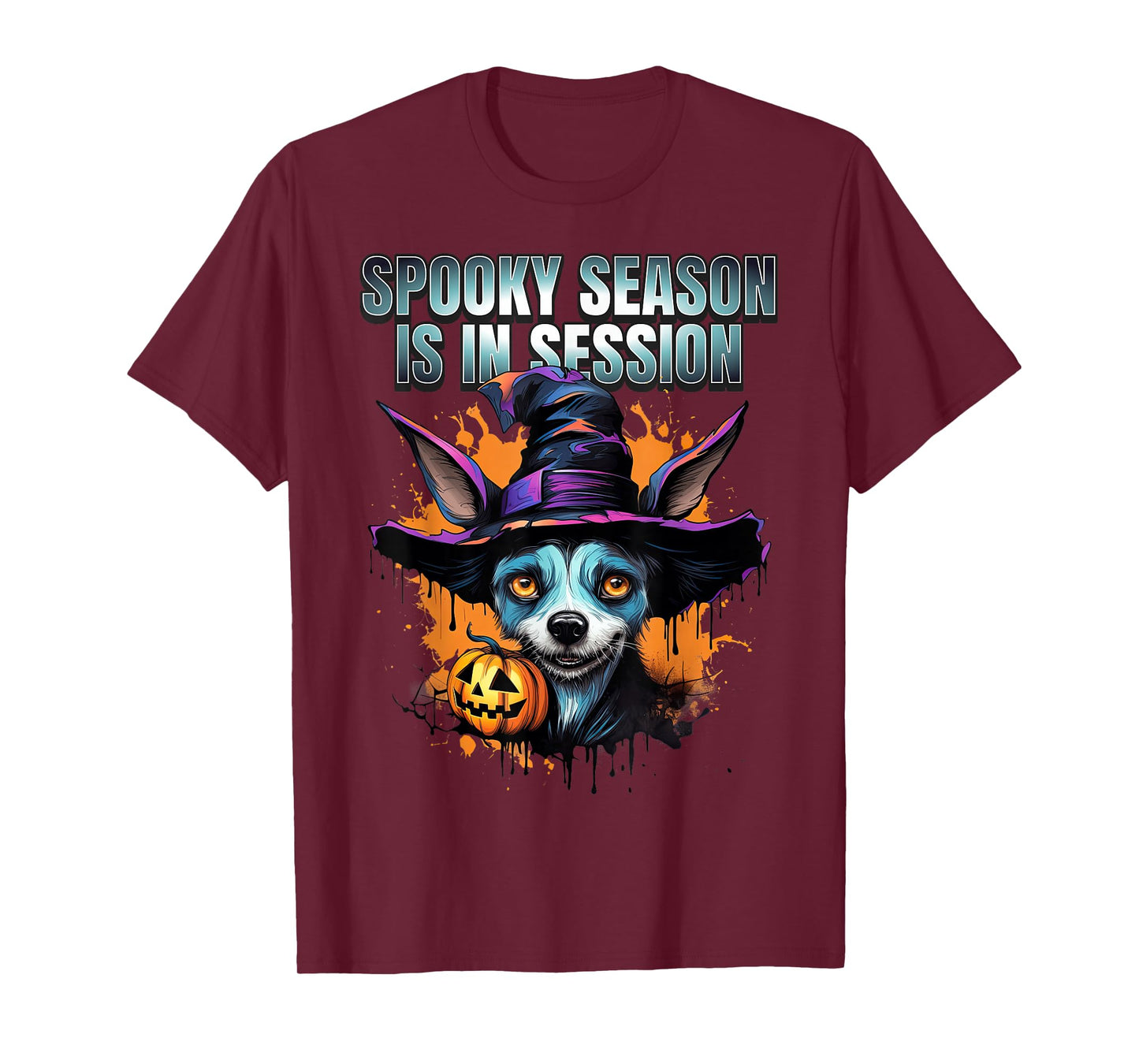 Spooky Season Funny Witch Dog Halloween Costume Fan T-Shirt