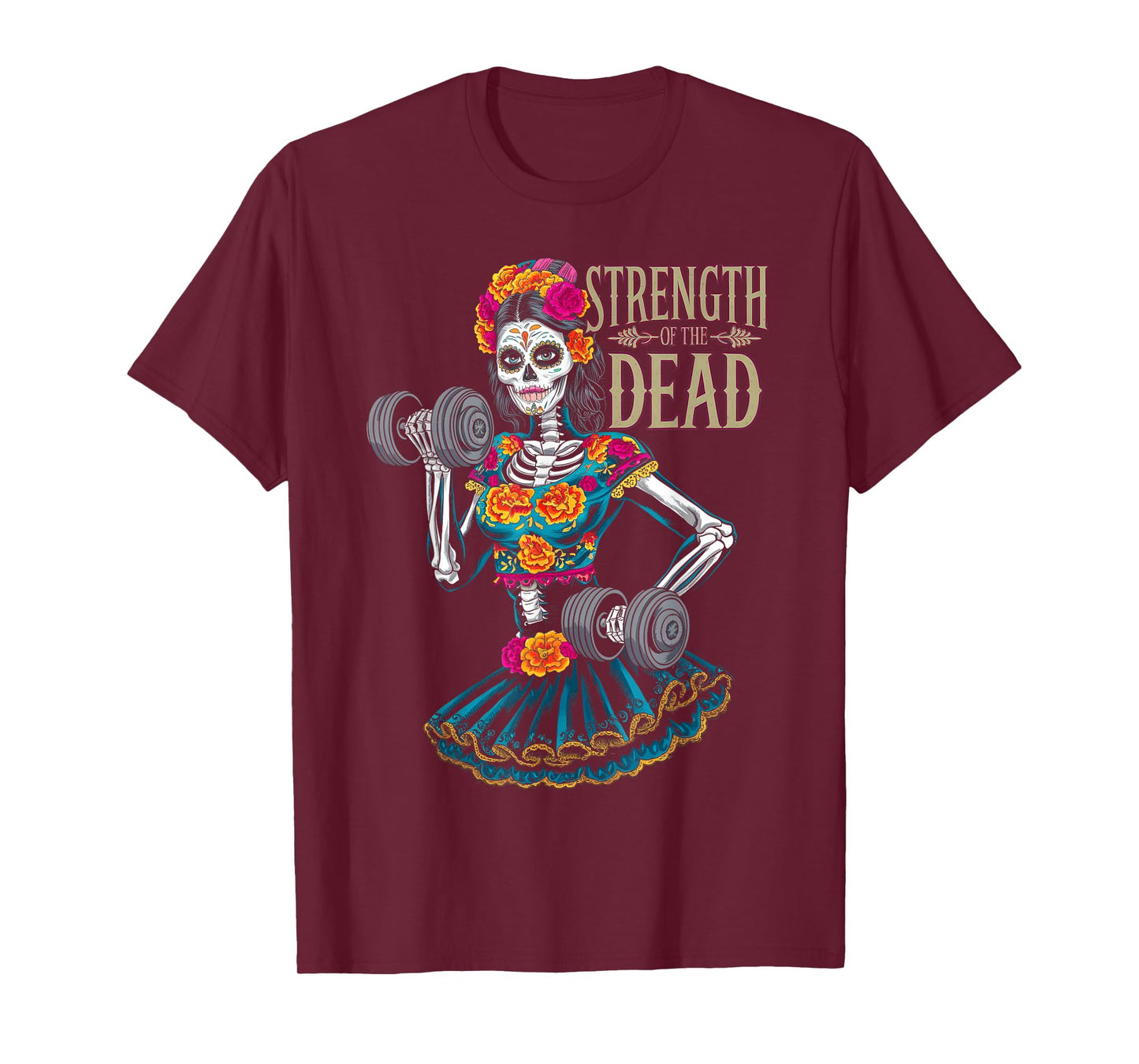Dia De Los Muertos La Catrina Day of the Dead Gym Workout T-Shirt
