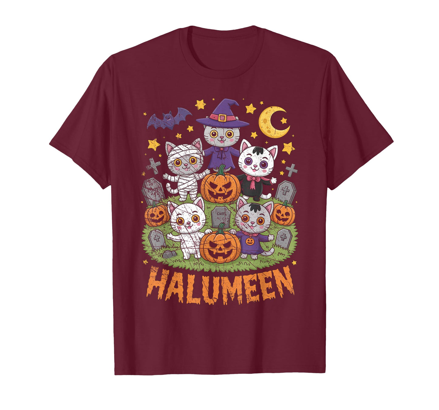Long Live Halloween Vintage Pumpkin Witch Ghost Black Cat T-Shirt
