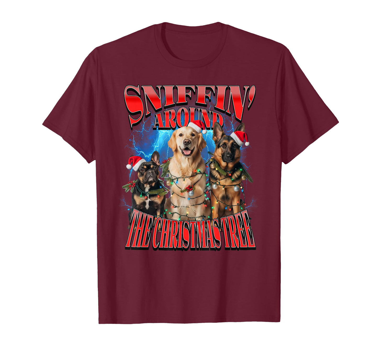 Sniffin Around The Christmas Tree Funny Dog Quote Bootleg T-Shirt