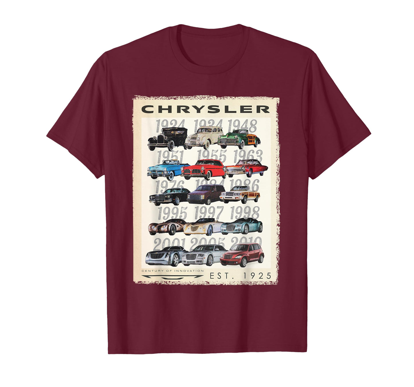 Chrysler Century of Innovation Vintage Cars Frame T-Shirt