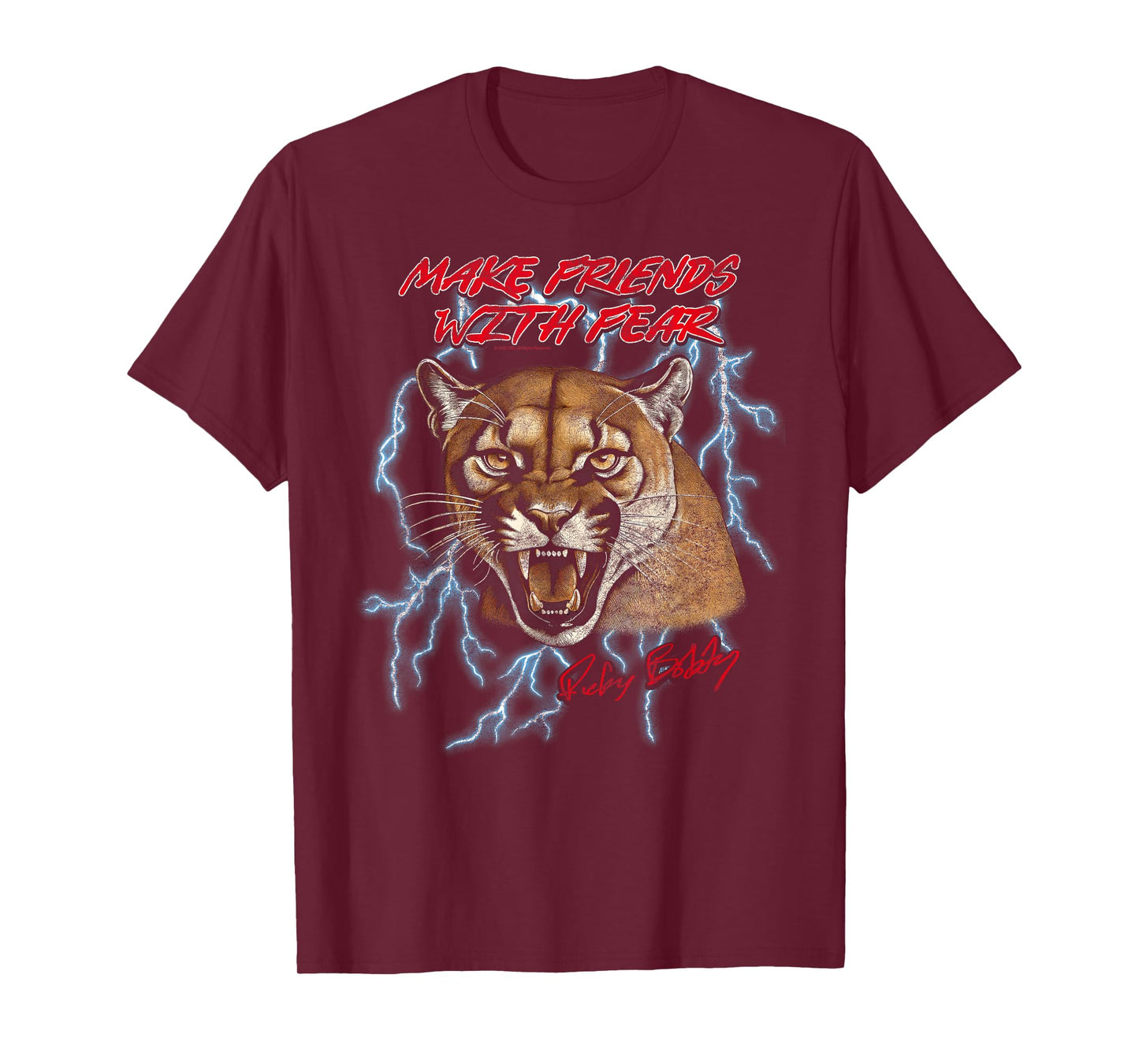 Talladega Nights Make Friends with Fear Cougar Vintage Movie T-Shirt