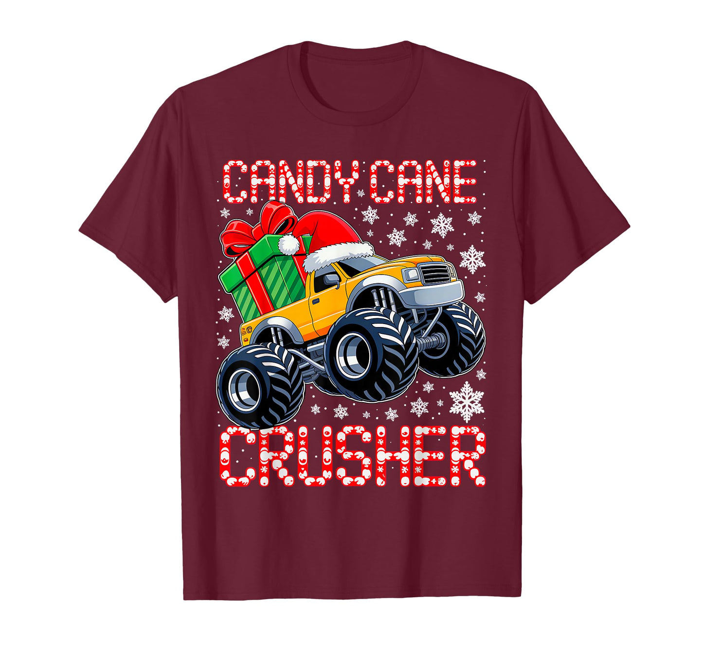 Christmas Candy Cane Crusher Xmas Monster Truck Toddler Boys T-Shirt