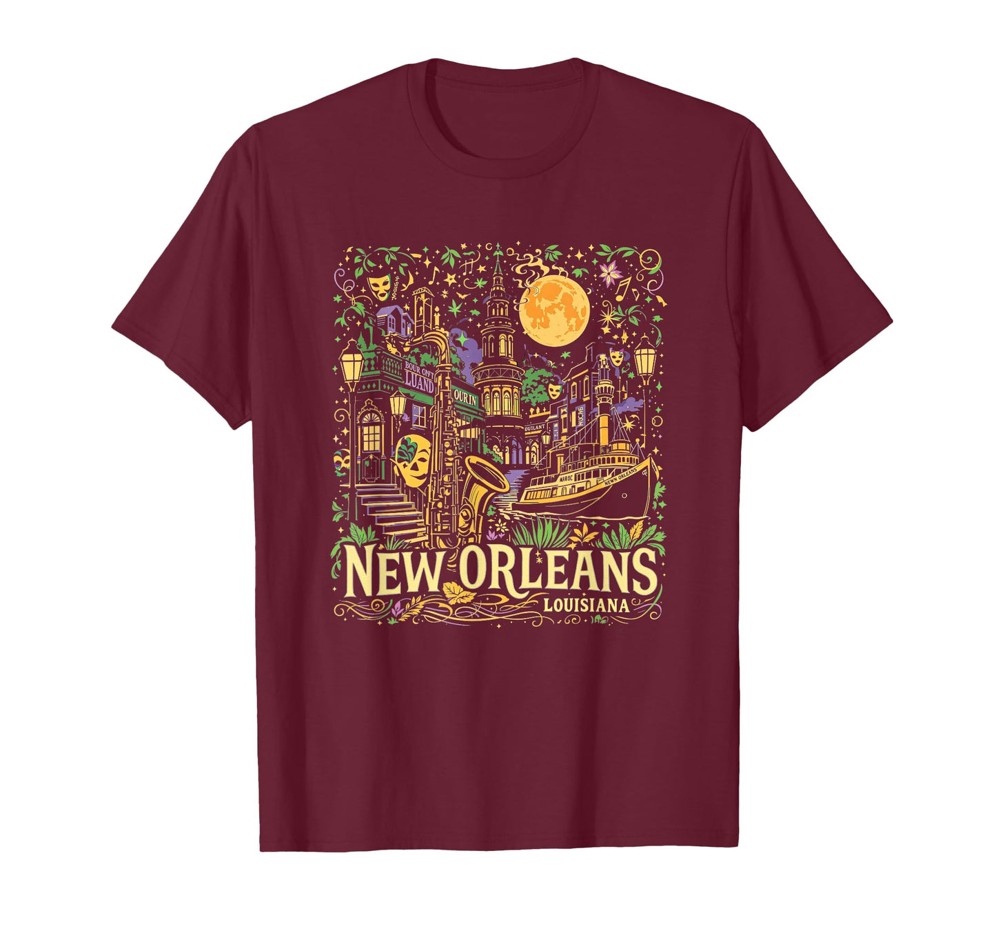 Vintage New Orleans Louisiana Sunset Skyline Cityscape Retro T-Shirt