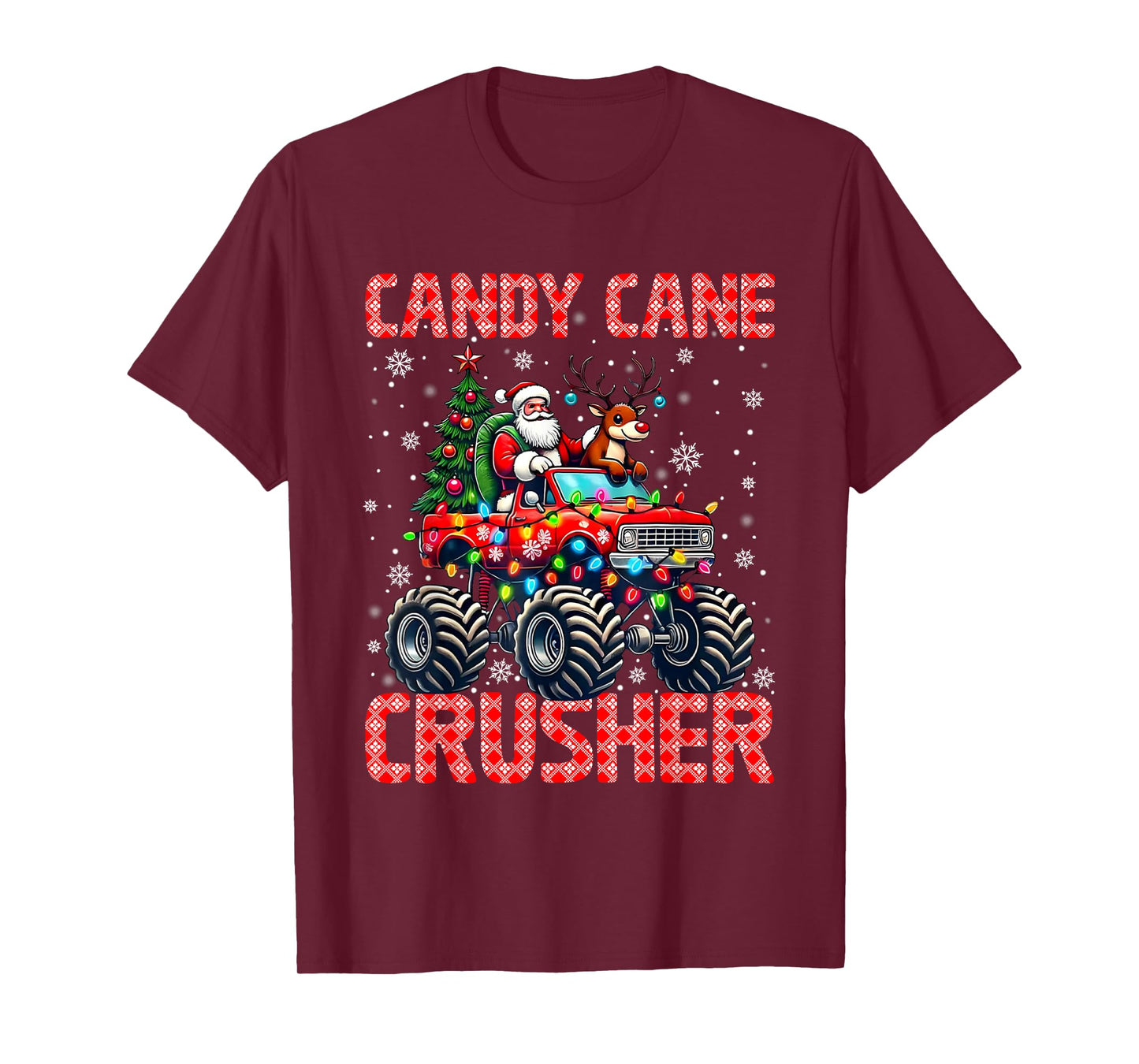 Candy Cane Crusher Christmas Monster Truck Xmas Santa Claus T-Shirt