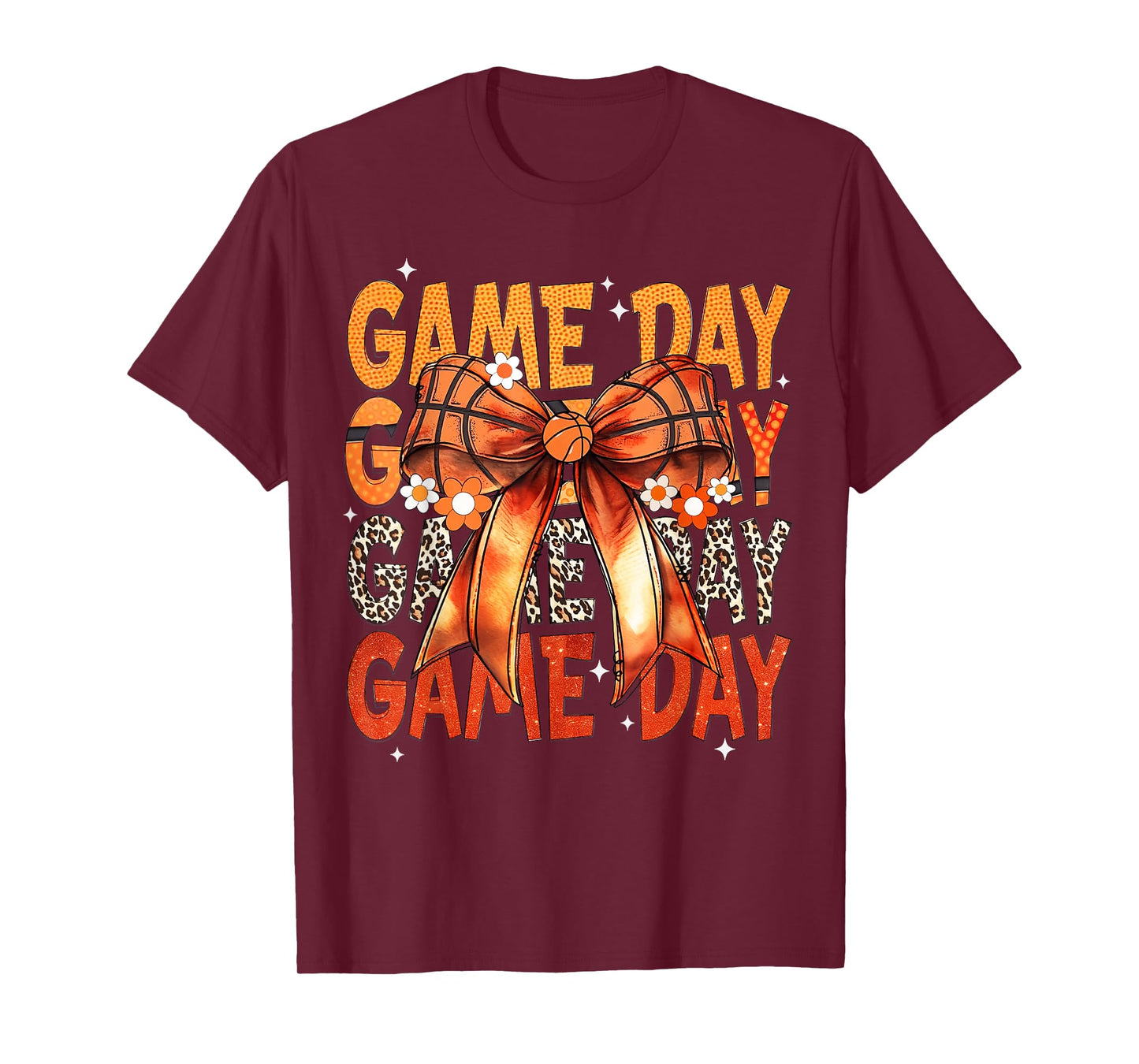 Basketball Bow Game Day Retro Basketball Lovers Girly T-Shirt