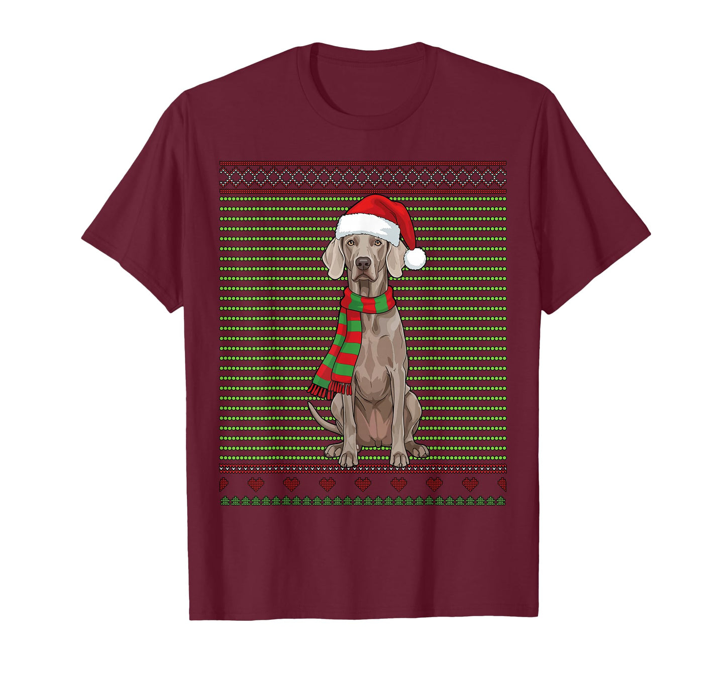 Santa Weimaraner Dog Breed Braco De Weimar Ugly Christmas T-Shirt