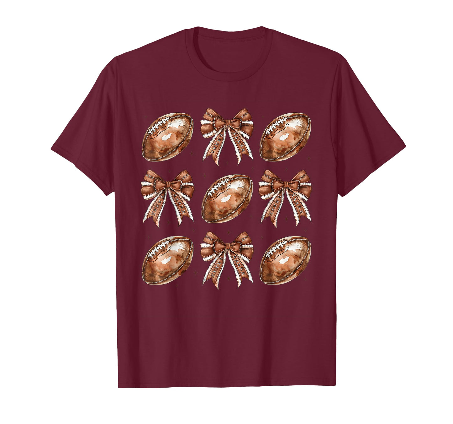 Autumn Coquette Bow Game Day American Football Player Coach T-Shirt