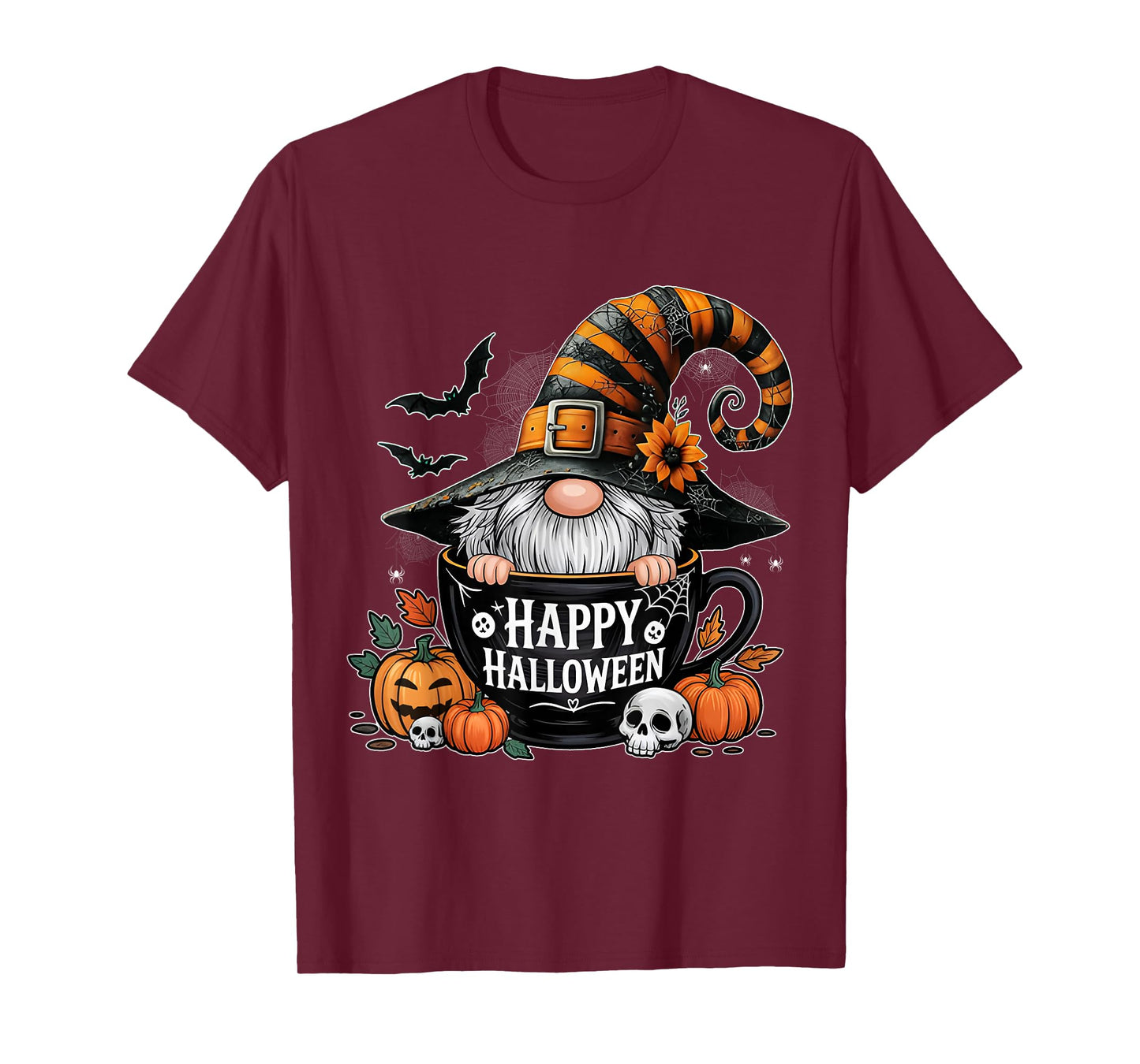 Funny Sunflower Gnome Witch Pumpkins Halloween Costume Women T-Shirt