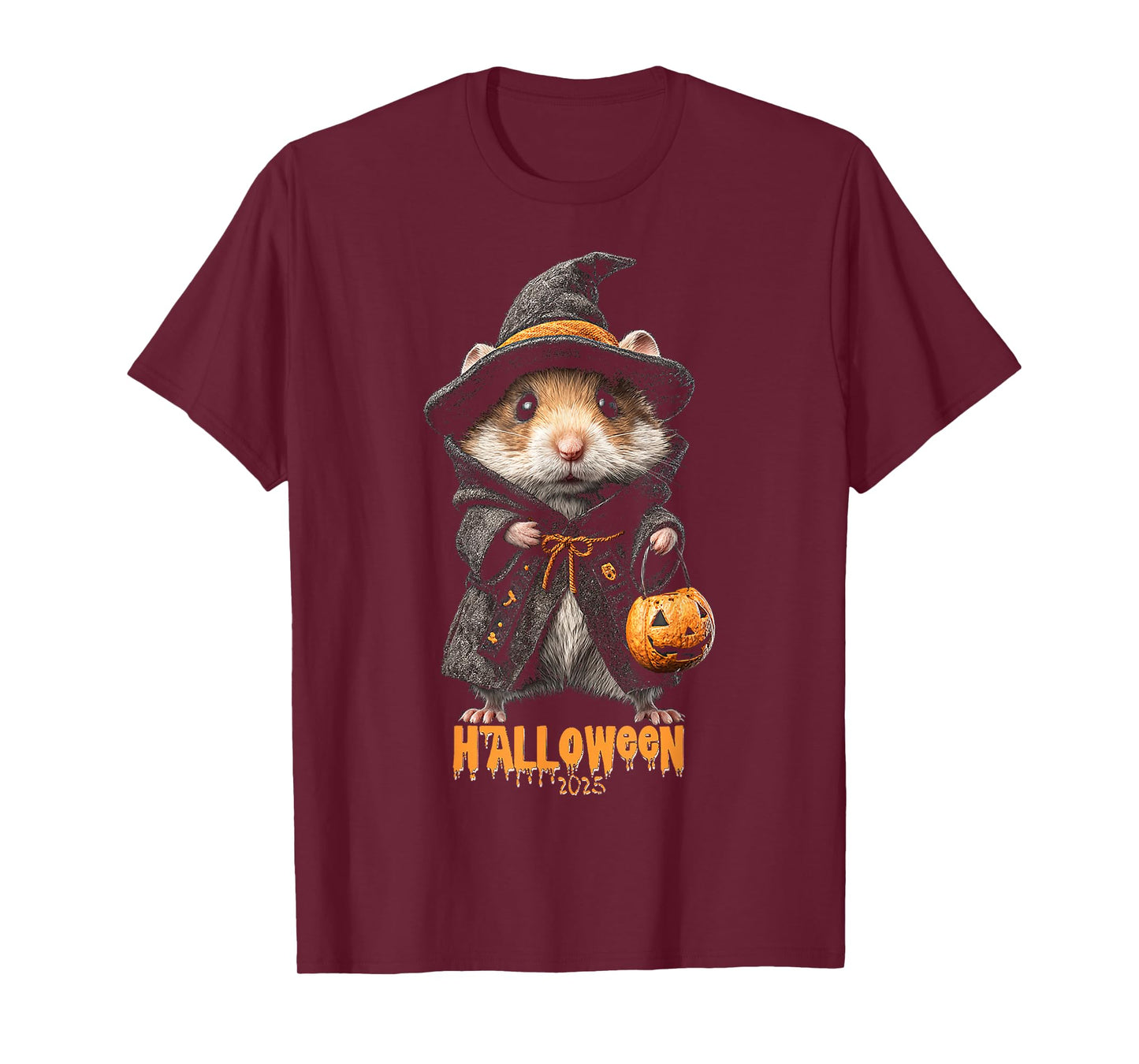 Halloween 2025 Hamster Witch Pumpkin Costume Fun T-Shirt