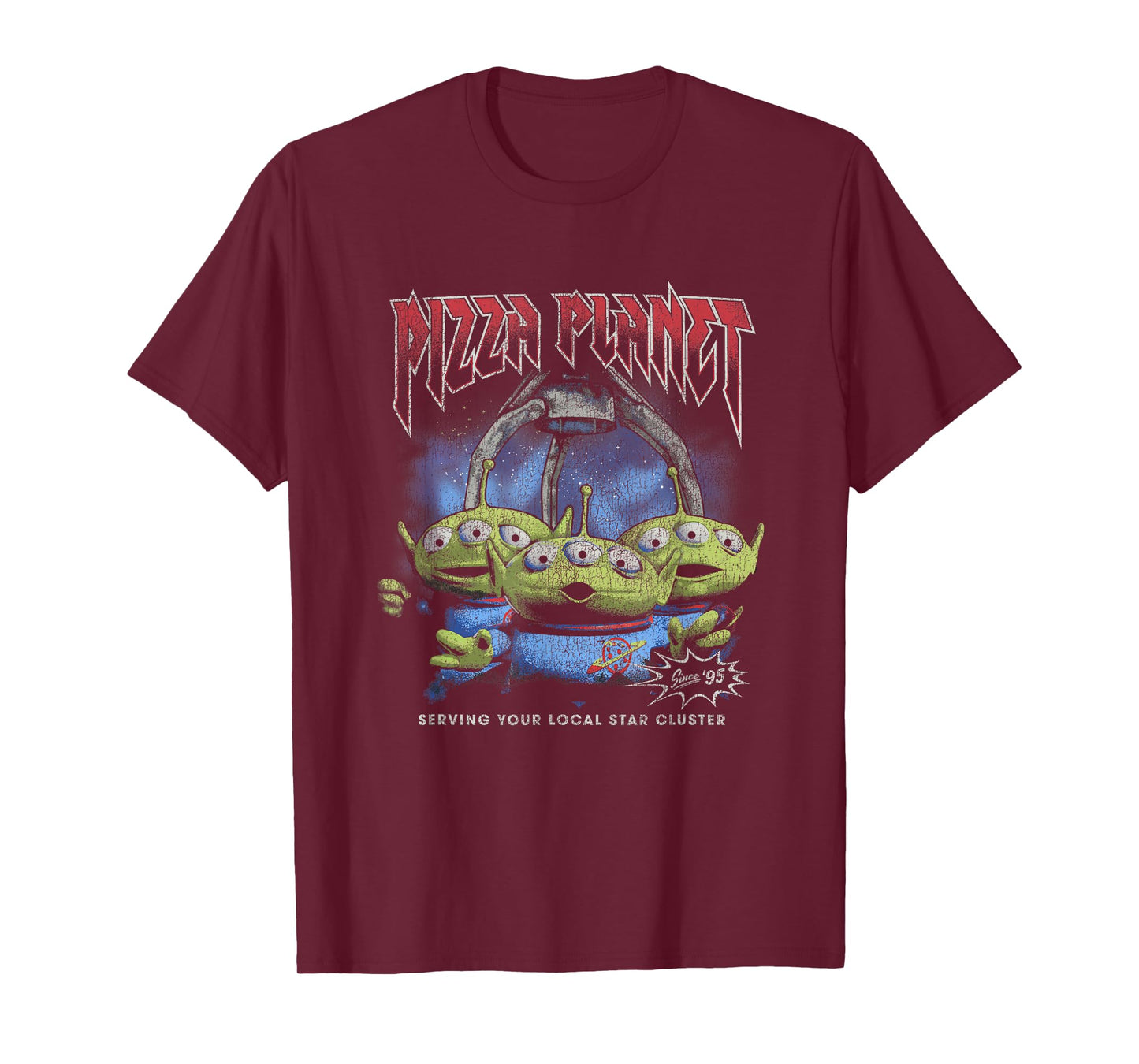 Disney Pixar Toy Story Pizza Planet Rock & Roll Aliens Retro T-Shirt