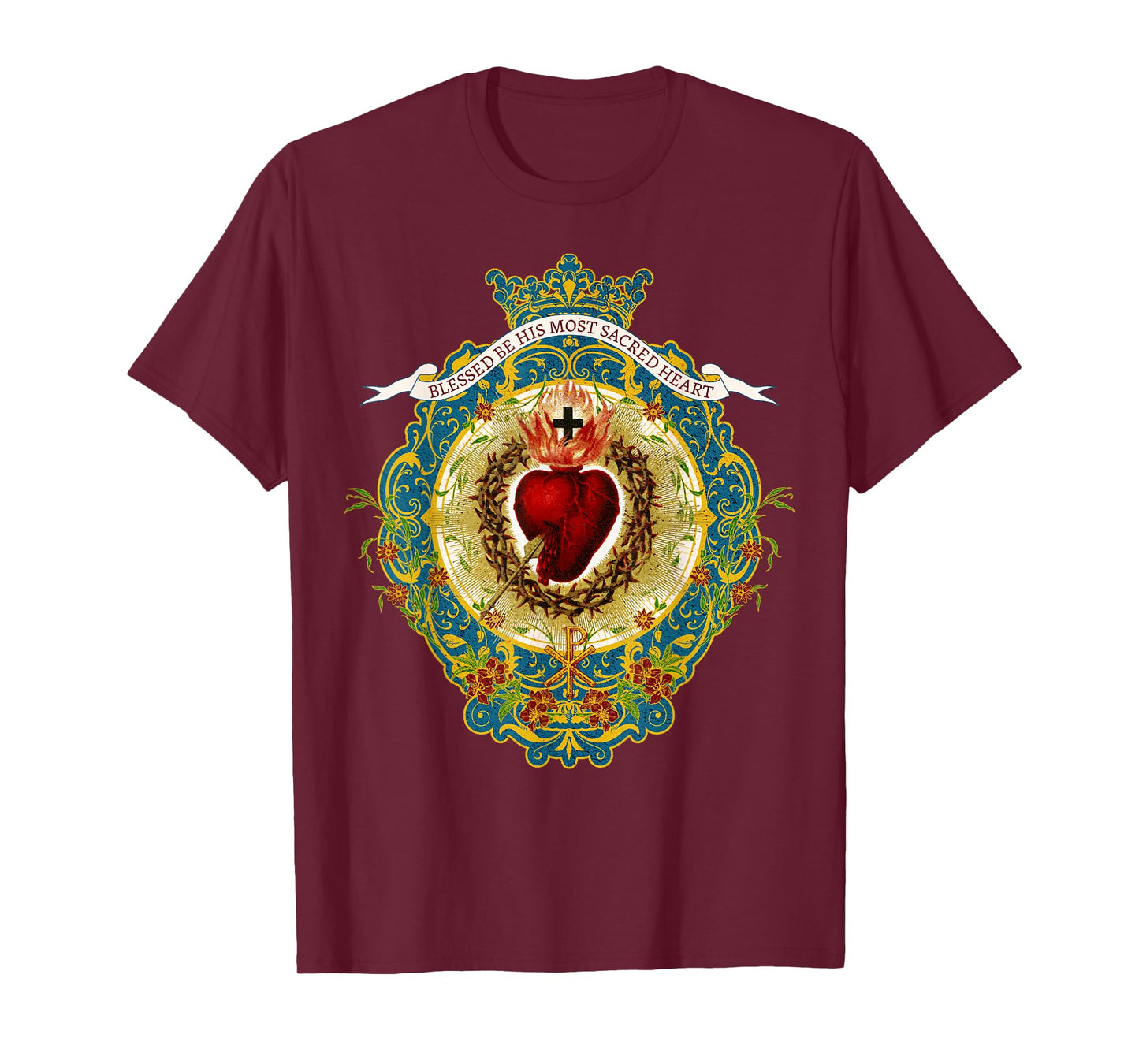 Sacred Heart of Jesus Symbol Divine Praises Vintage Catholic T-Shirt