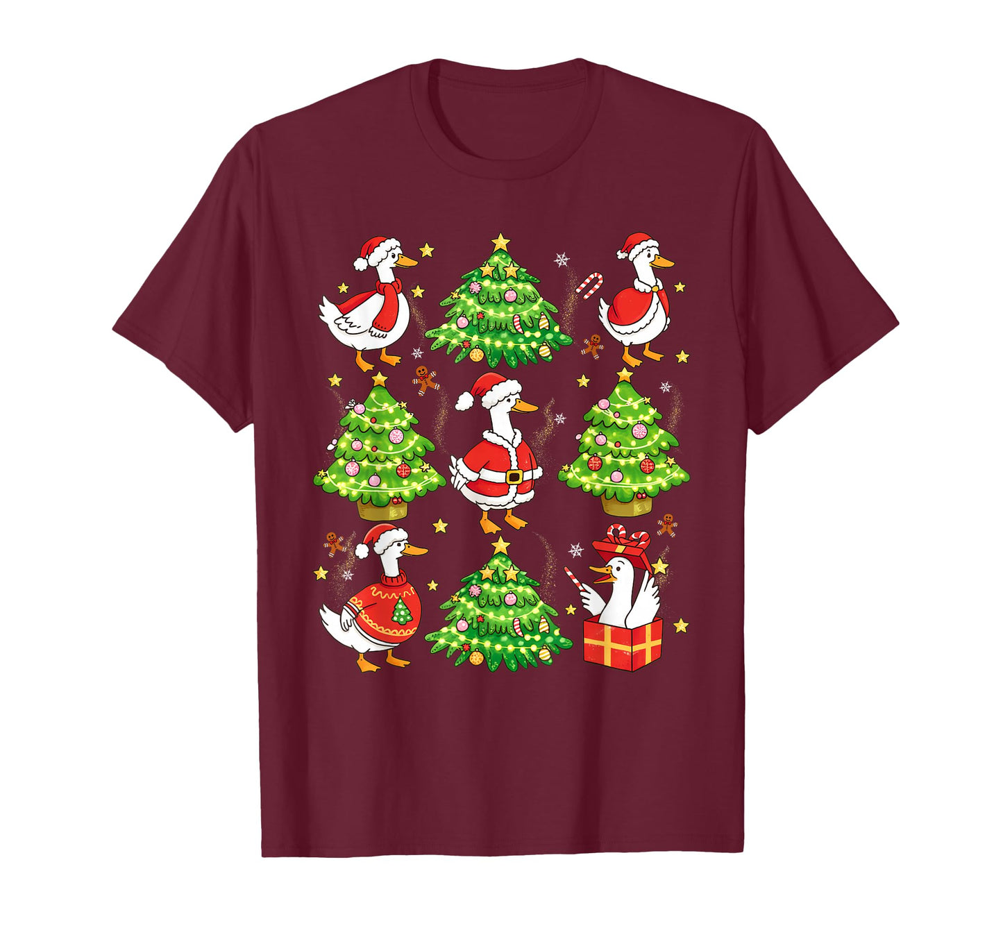 Christmas Silly Goose Santa Xmas Tree Lights Men Women Kids T-Shirt