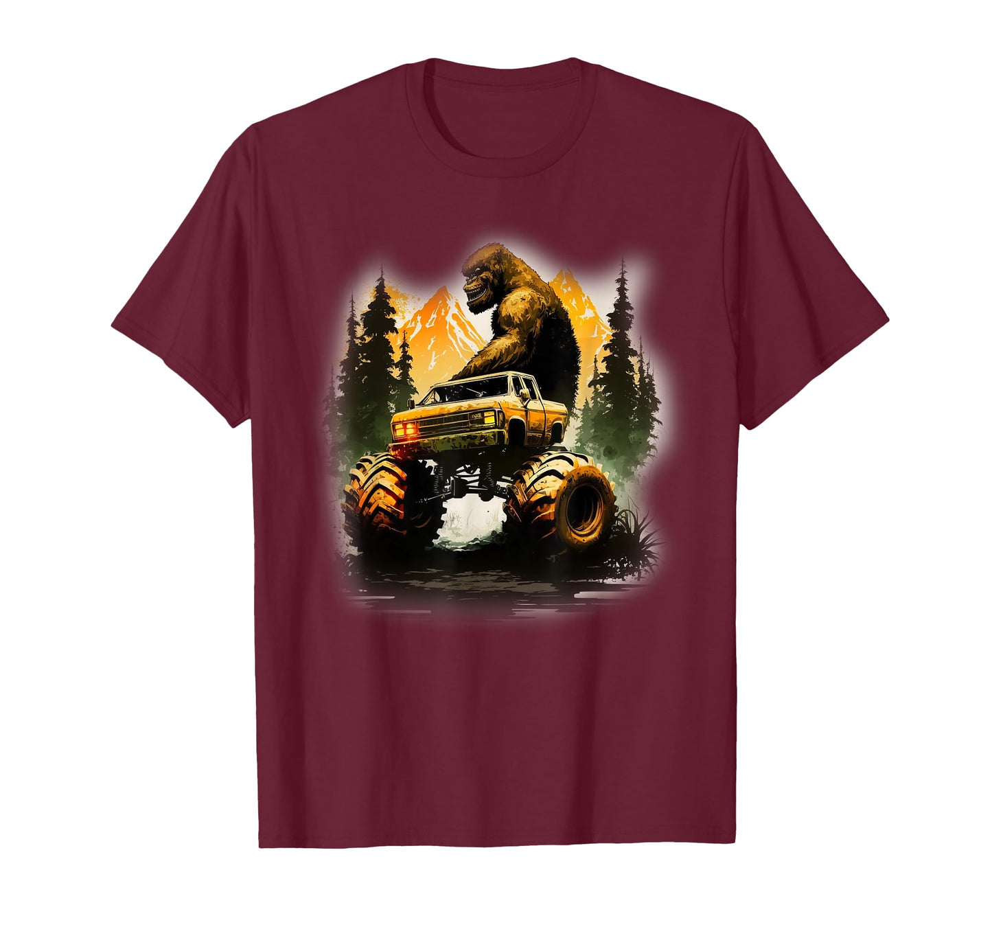 Bigfoot Monster Truck, Sasquatch Sci-Fi Graphic Big Trucks T-Shirt