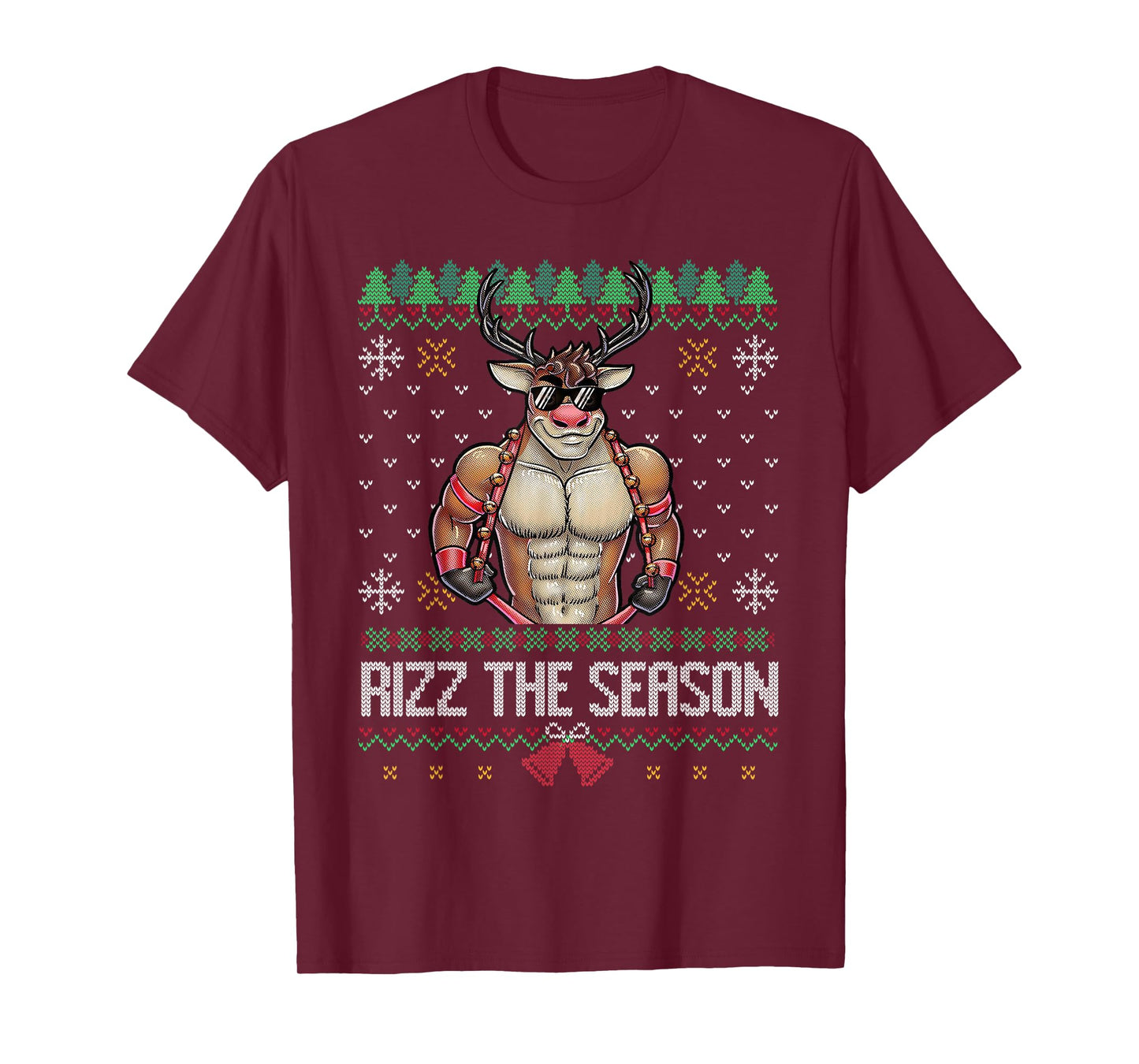 Rizz The Season Reindeer Cool Holiday Ugly Gen Z Slang T-Shirt