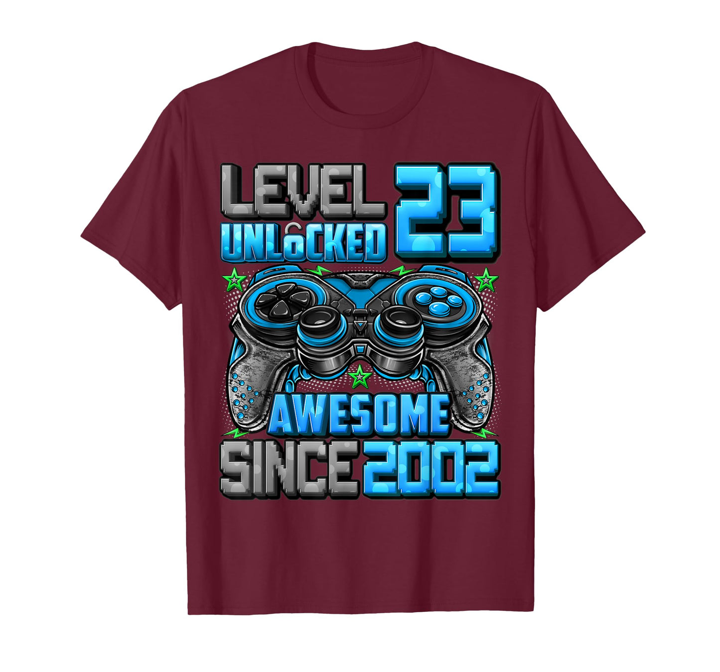Level 23 Unlocked Awesome Since 2002 23rd Birthday Gaming T-Shirt