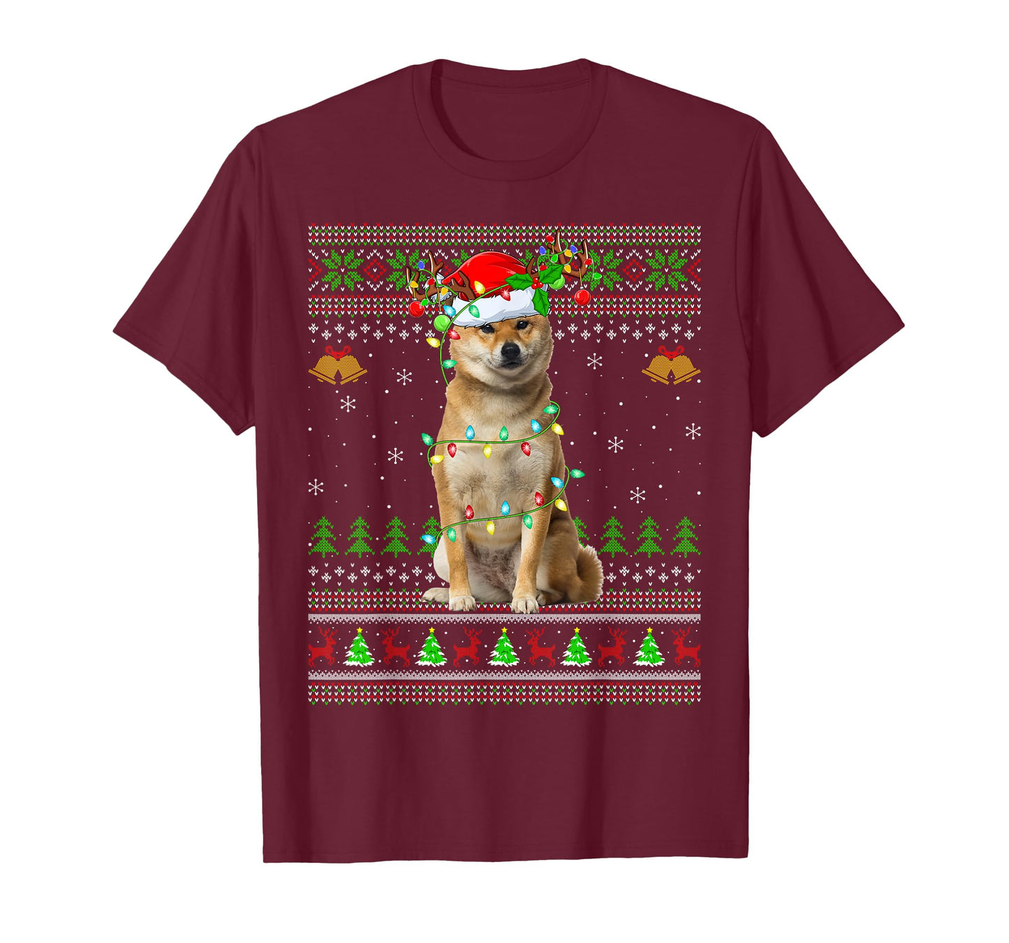 Shiba Inu Dog Ugly Christmas Sweaters Holiday Santa Xmas T-Shirt