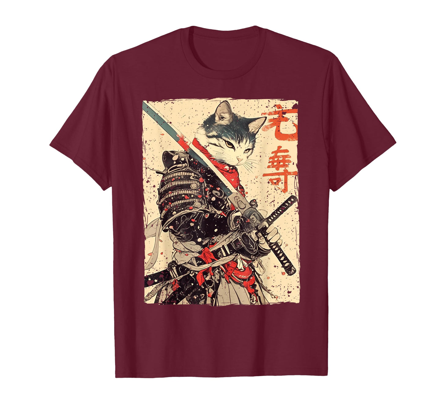 Samurai Cat Warrior Ukiyo Ink Artwork Cat Samurai T-Shirt