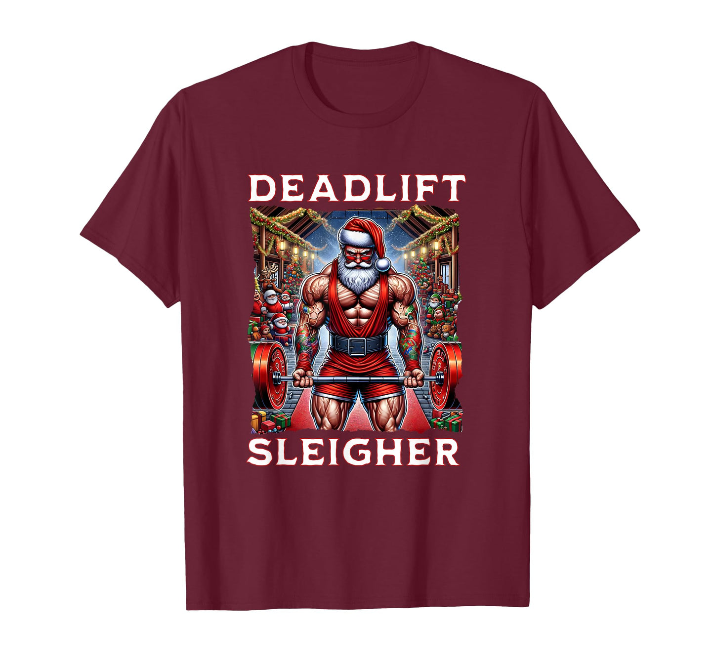 Deadlift Sleigher, Swole Santa Christmas T-Shirt