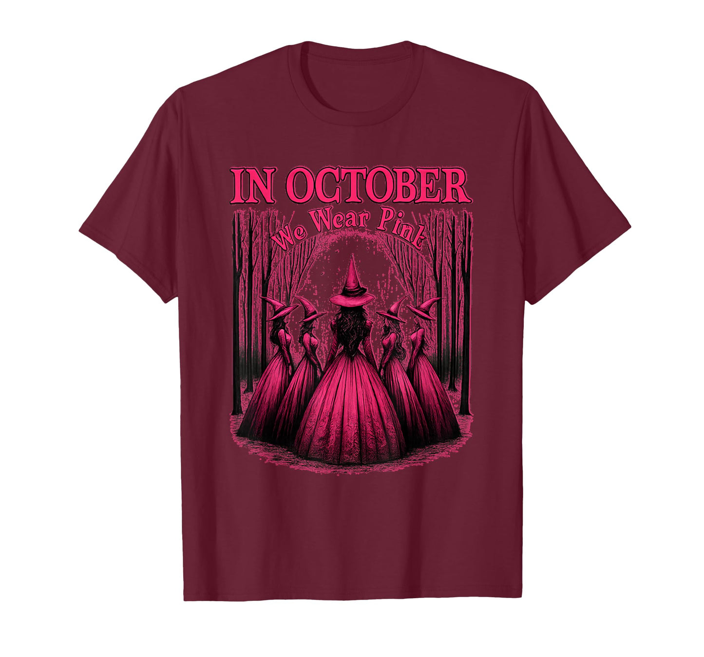in October We Wear Pink Witch Squad – Breast Cancer Support T-Shirt