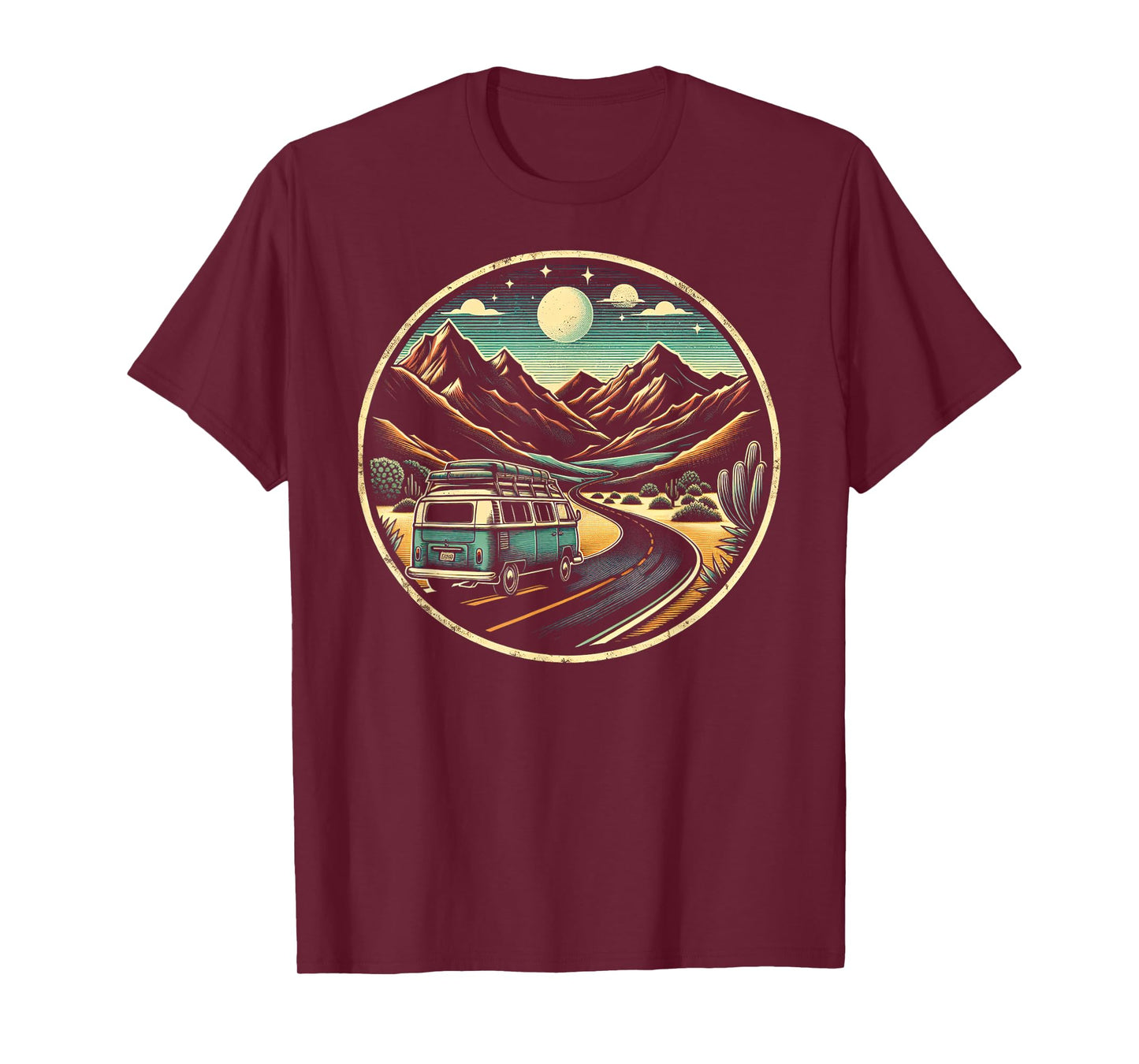 Retro Adventure Apparel Vintage Van Scenic Road Trip T-Shirt