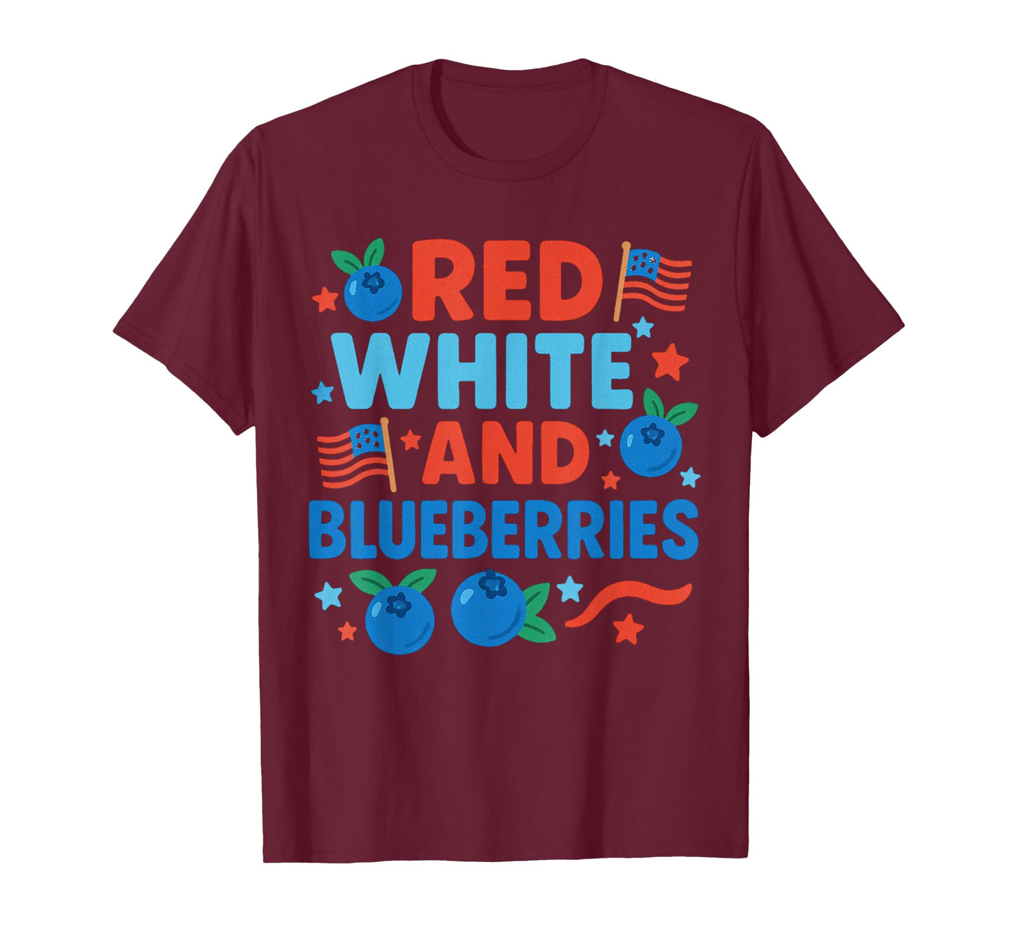 Red White & Blueberries Coquette Flag Bow T-Shirt