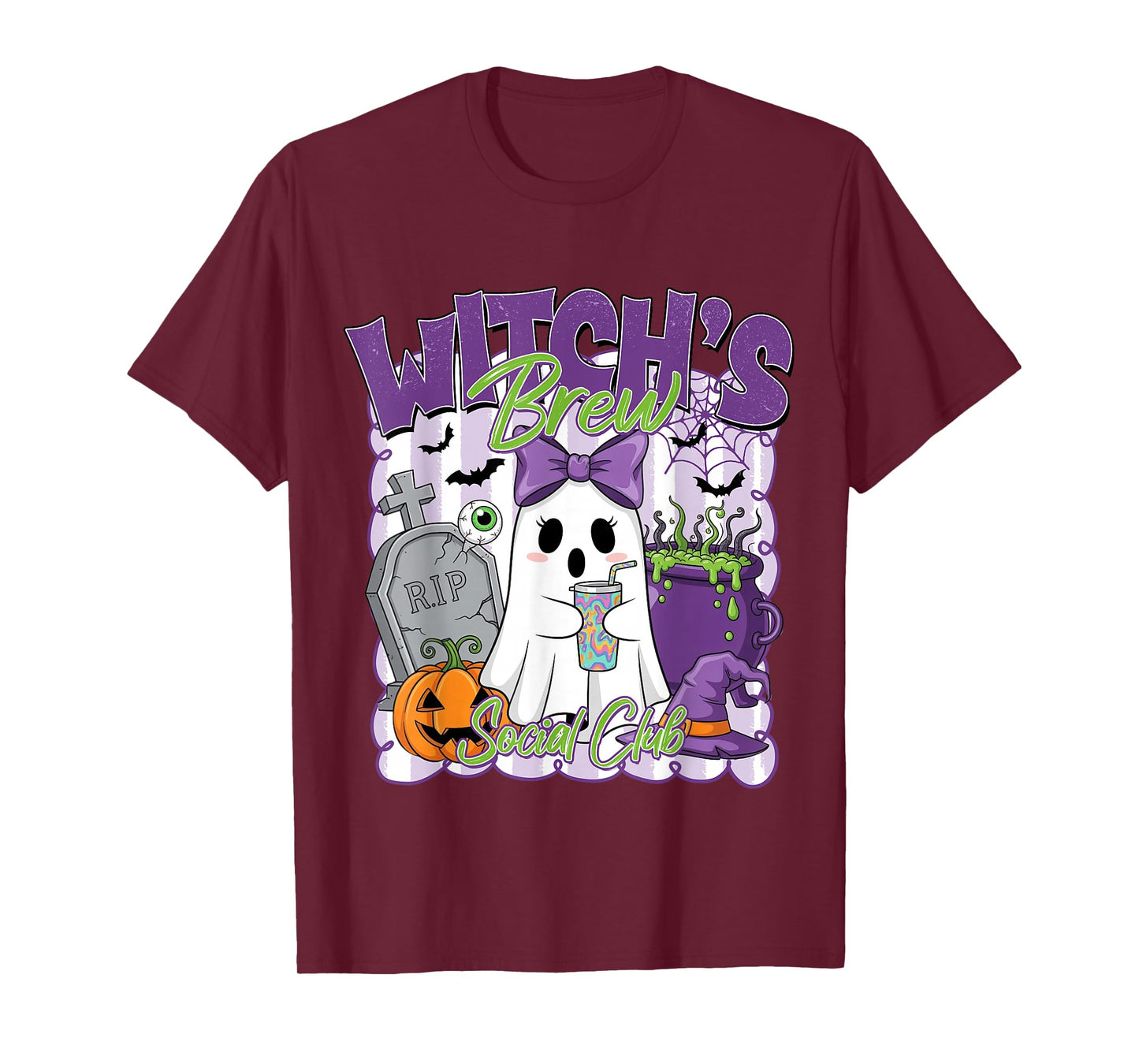 Witch's Brew Social Club Ghost Halloween Spooky Season Women T-Shirt