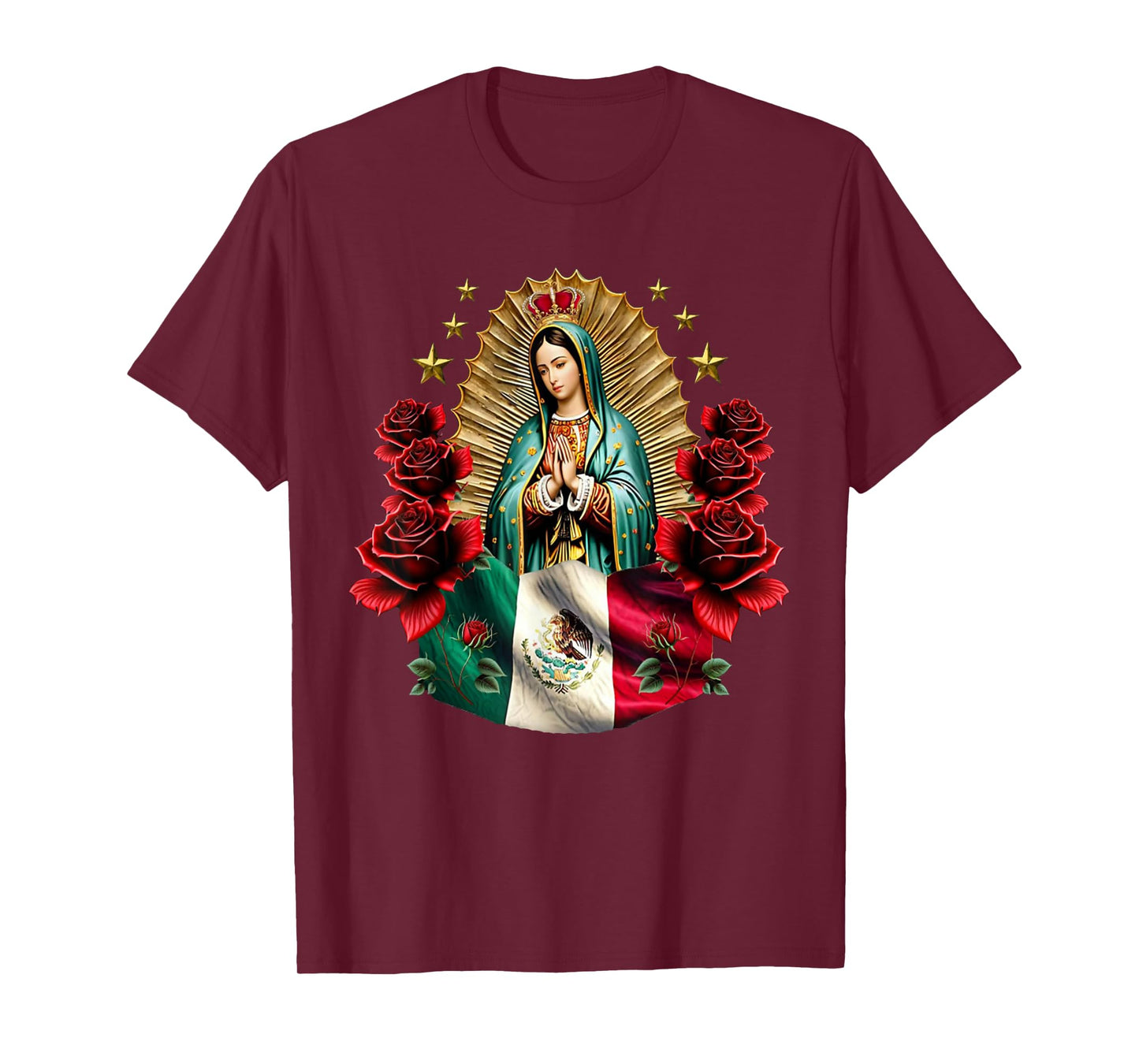 Our Lady Of Guadalupe In Roses Flowers - Catholic T-Shirt