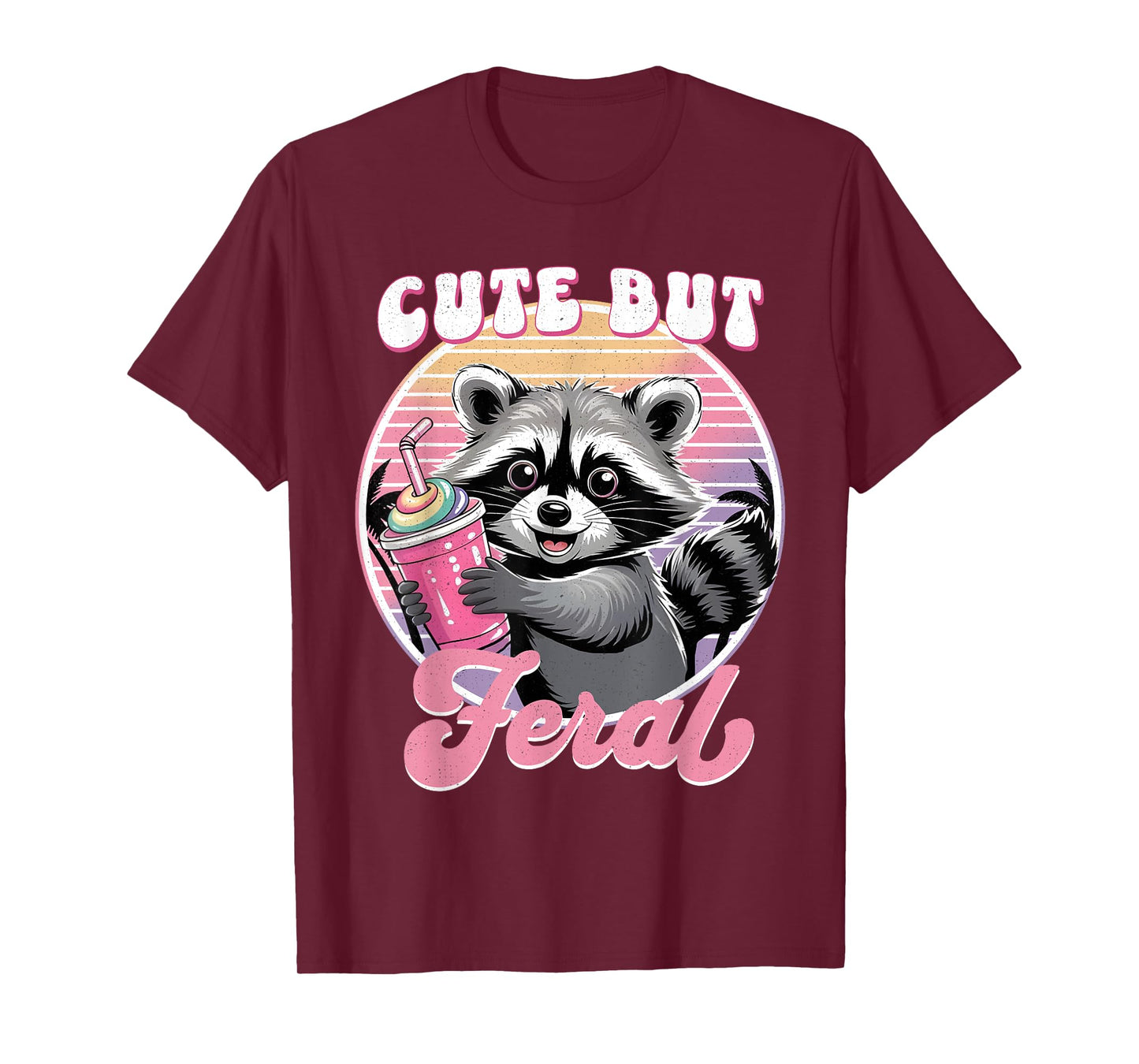 Vintage Raccoon Cute But Feral Toddler Funny Animal Kids T-Shirt