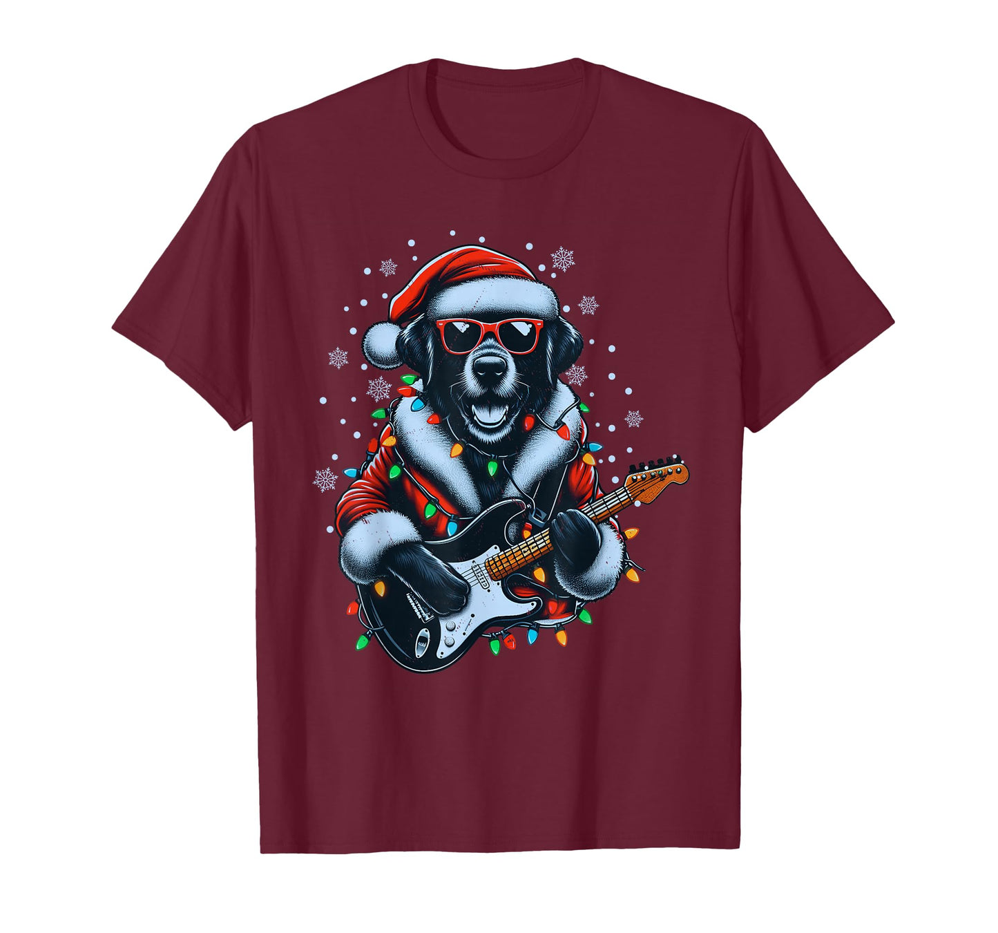 Rock Labrador Retriever Playing Guitar-Funny Christmas Dog T-Shirt