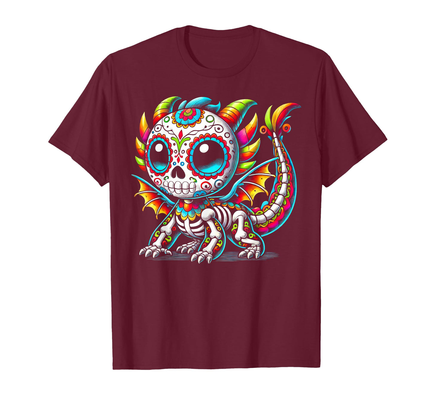 Day of the Dead Sugar Skull Dragon Skeleton Fantasy Lovers T-Shirt