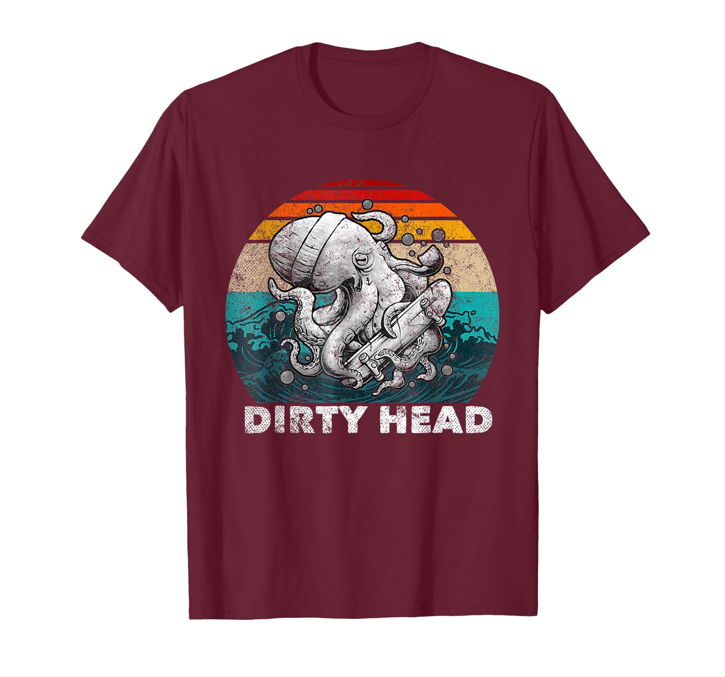 Vintage Dirty Octopus Heads With Skateboard Music Lover T-Shirt