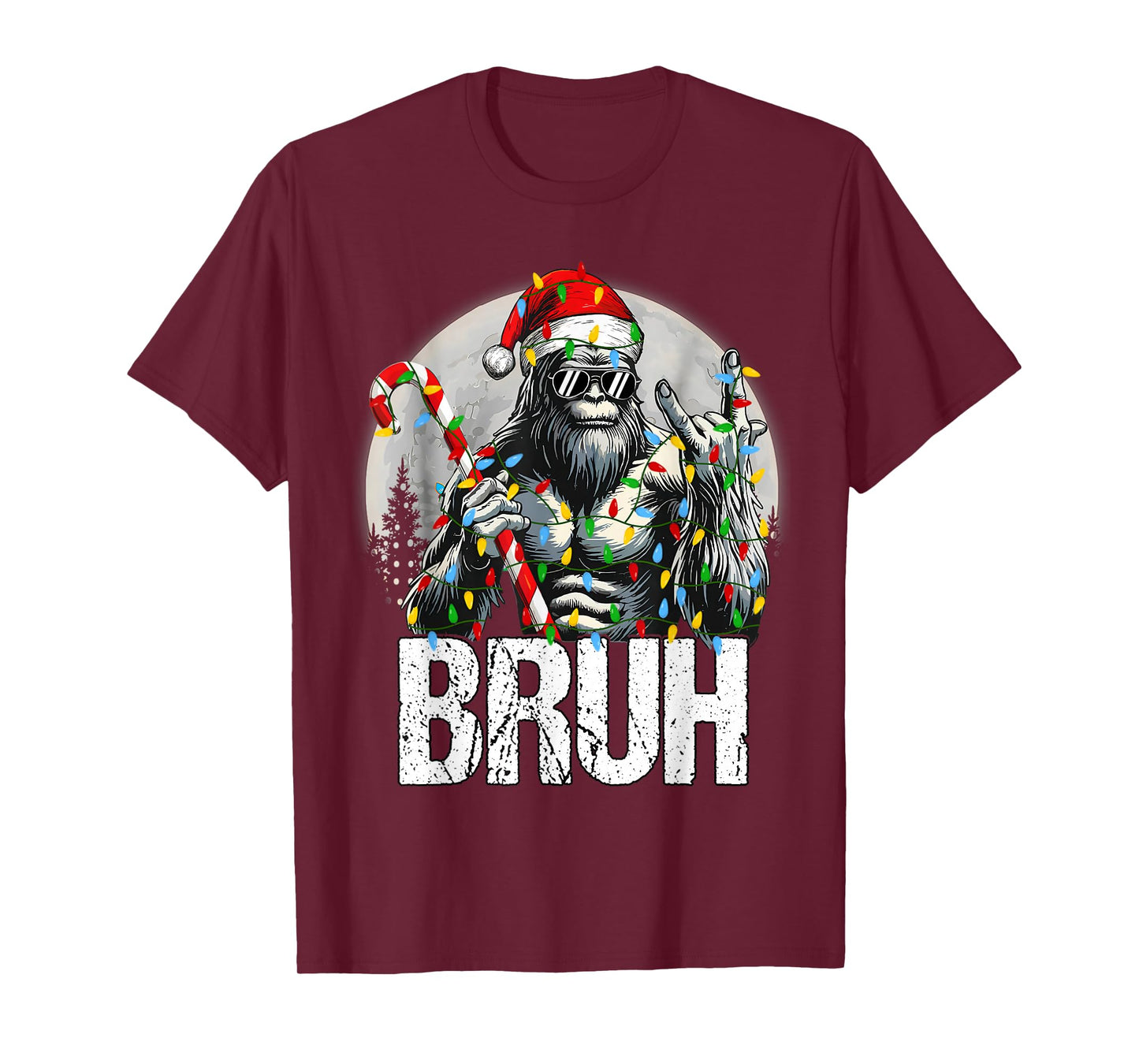 Bruh Santa Bigfoot Christmas Funny Sasquatch Xmas Mens Boys T-Shirt