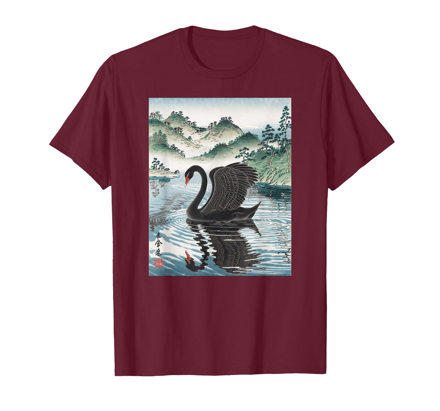 Japanese Art Black Swan Kyosai Vintage Japan Artwork T-Shirt