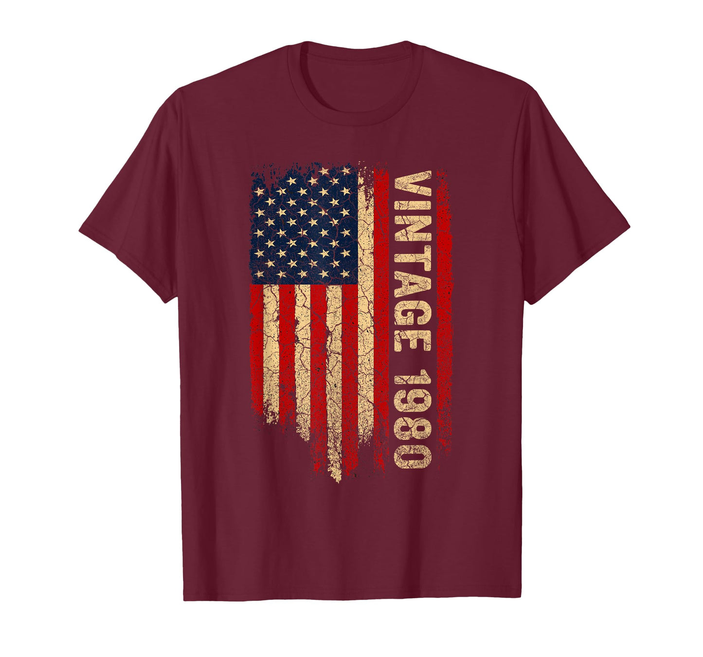 Vintage 1980 American Flag 45th Birthday 45 Years Old Men T-Shirt