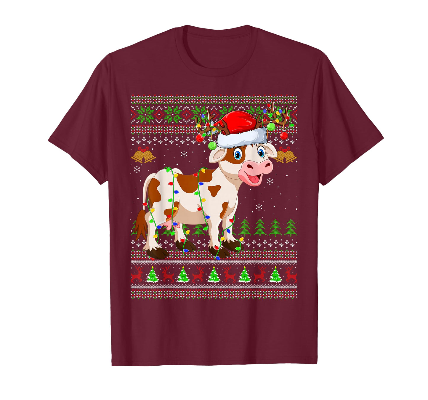 Cattle Cow Ugly Christmas Sweaters Holiday Santa Cute Xmas T-Shirt